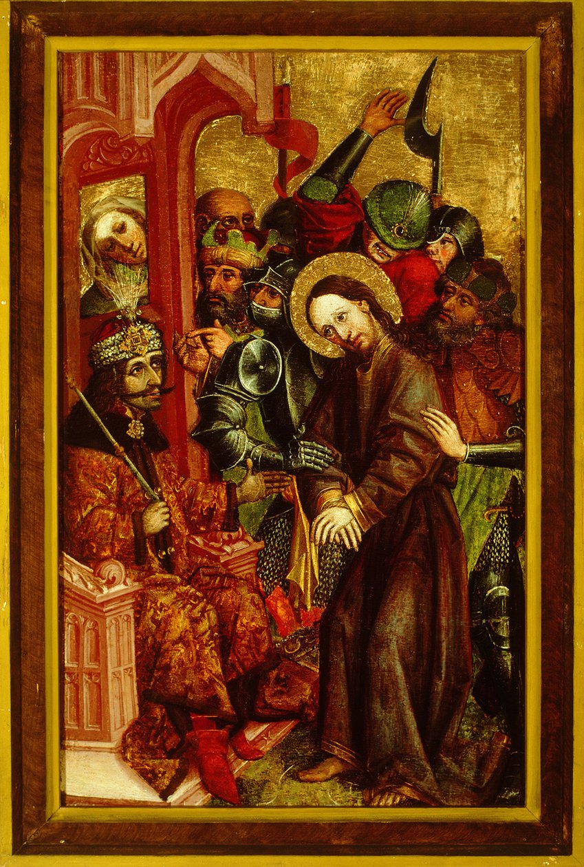 Chrystus przed Piłatem Vlad III jako Poncjusz Piłat, ok. 1463-1464 autorstwa Master of Velenje Panels