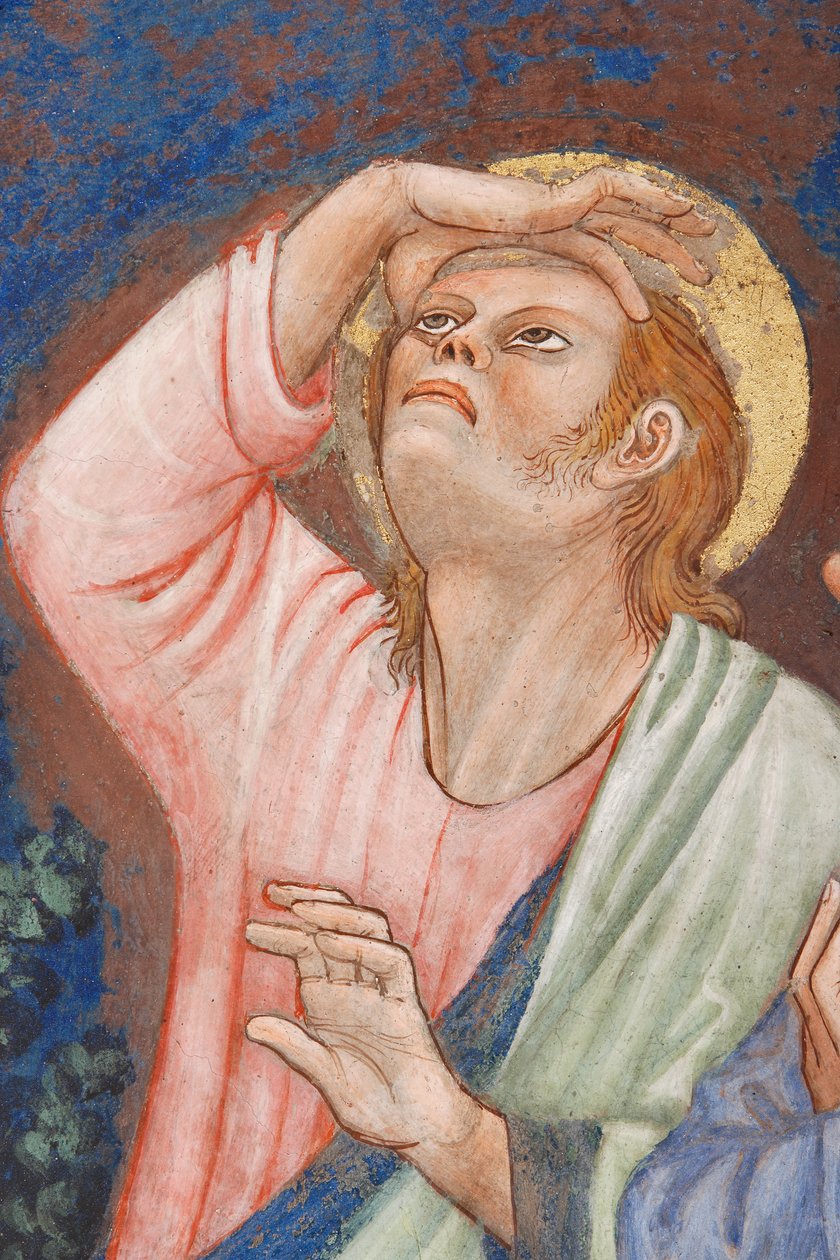 "Wniebowstąpienie Chrystusa", Detal ze świętym, ok. 1420 (fresk) autorstwa Master of Vignola