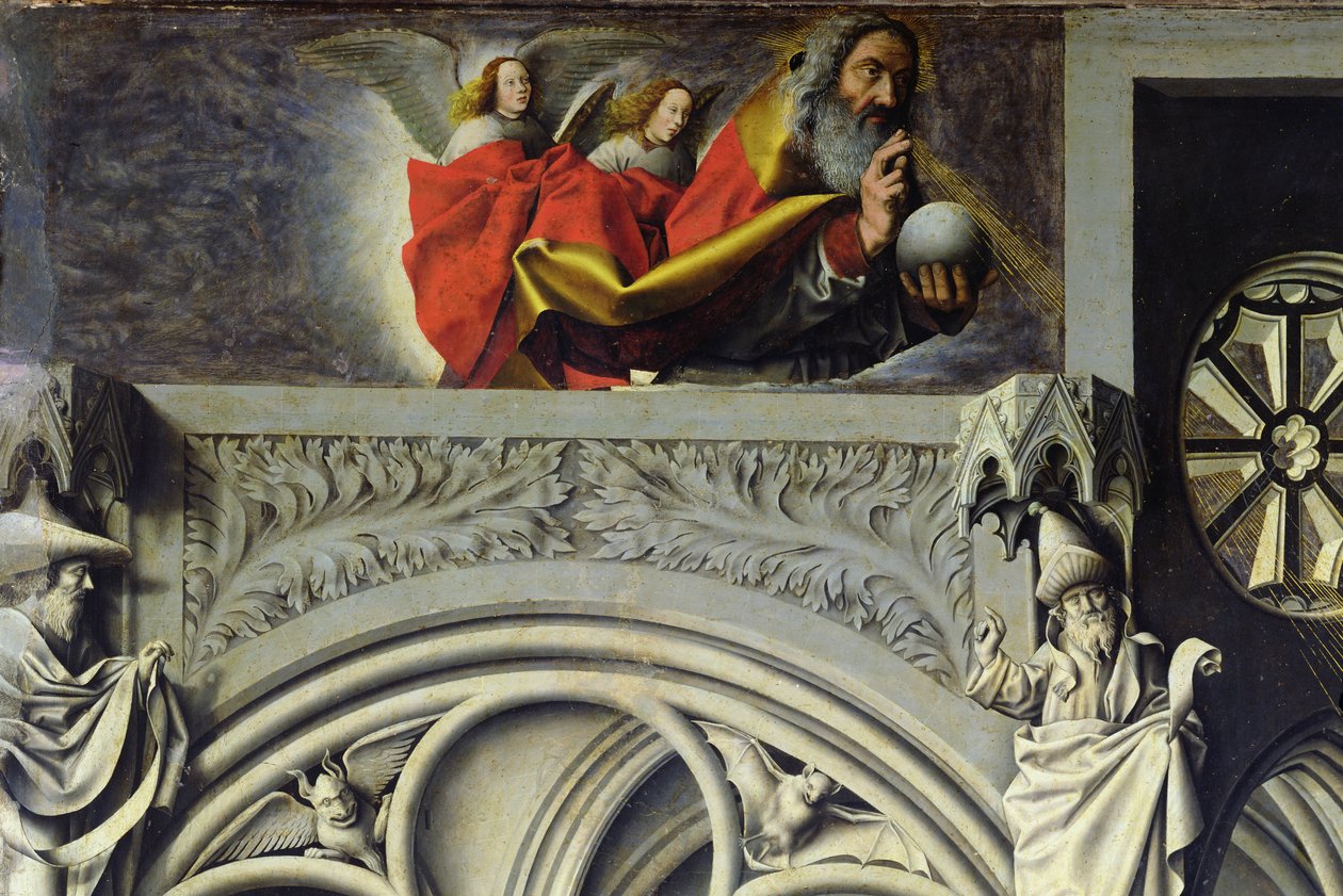 Bóg Ojciec w Niebie posyła swojego Syna do Najświętszej Maryi Panny, ok. 1445 (szczeg. 26541) autorstwa Master of the Aix Annunciation