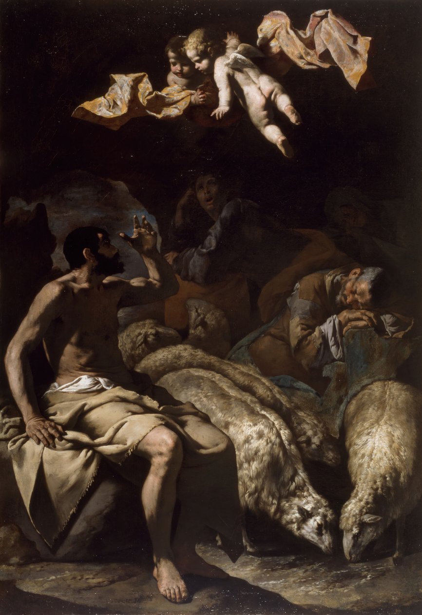 Anioł ukazujący się pasterzom, 1600-50. autorstwa Master of the Annunciation to the Shepherds