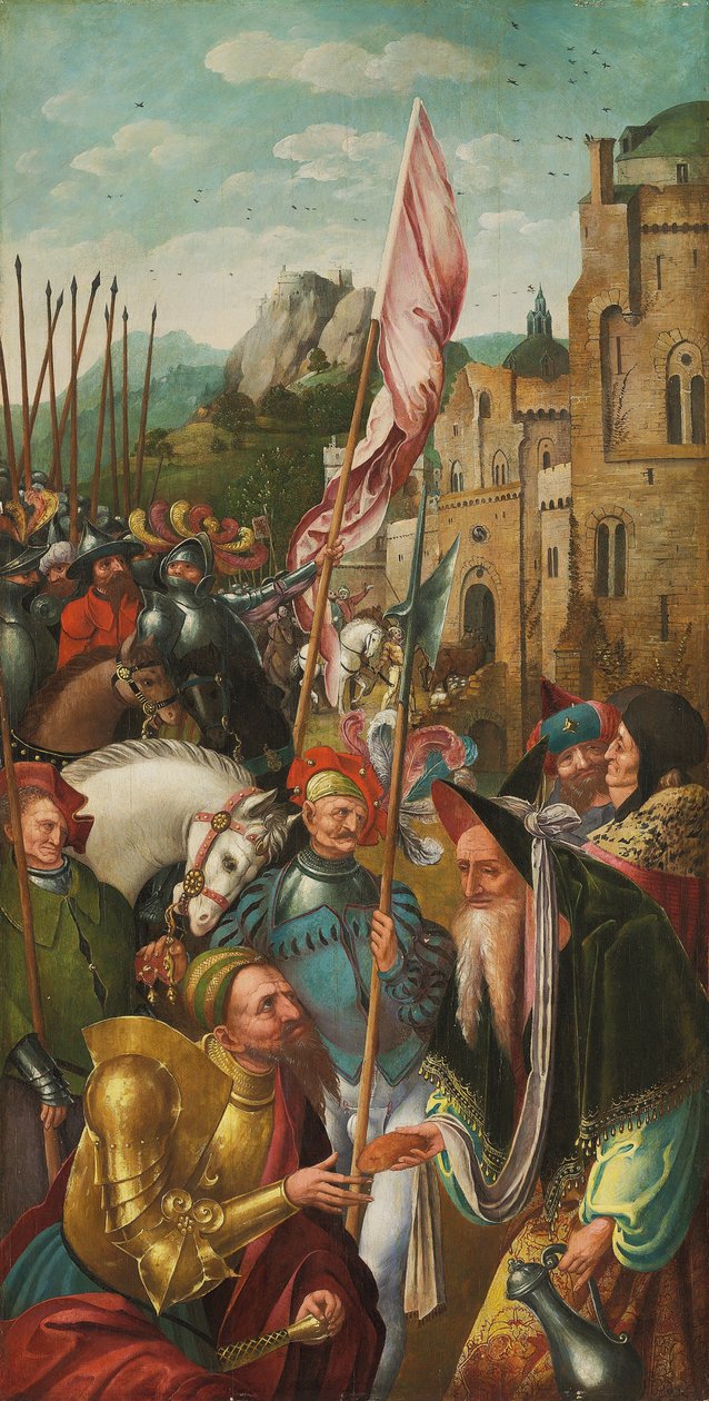 Skrzydło ołtarza: Spotkanie Abrahama i Melchizedeka autorstwa Master of the Antwerp Adoration