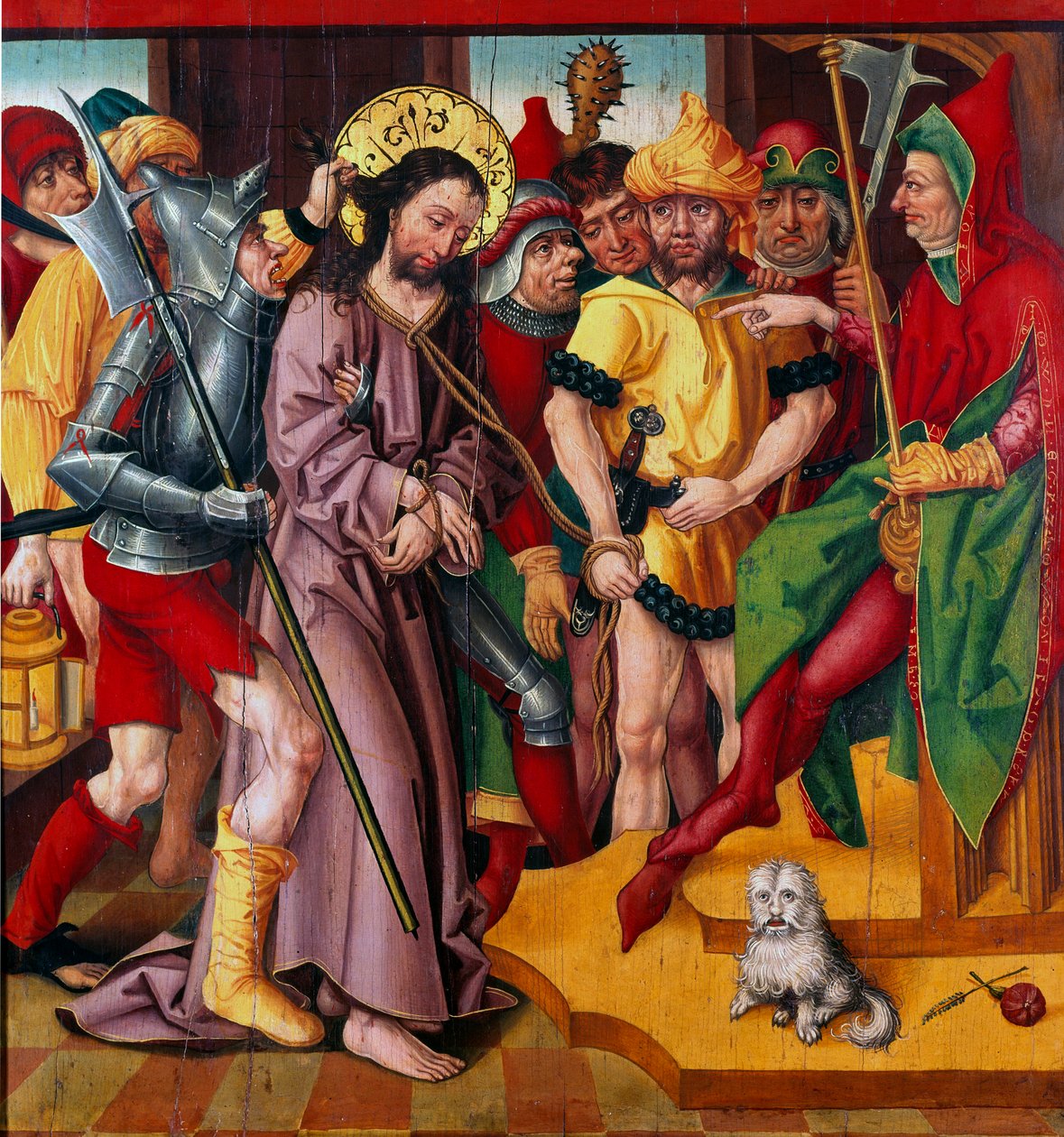 Jezus przed Herodem Antypasem Panel Ołtarza Pasji Mistrza na Goździku Badenii (XV w.) Dijon, Muzeum Sztuk Pięknych autorstwa Master of the Baden Carnation