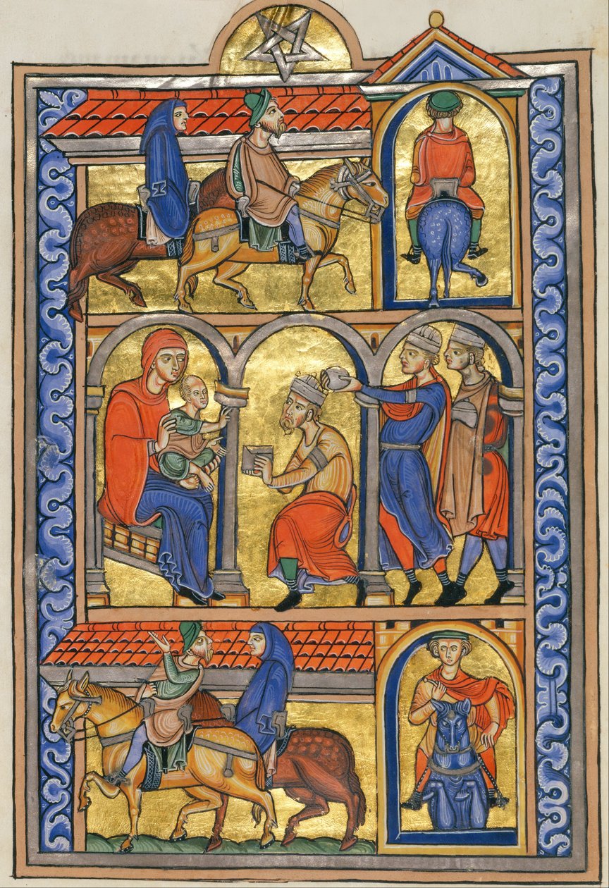 Adoracja Trzech Króli autorstwa Master of the Berthold Sacramentary
