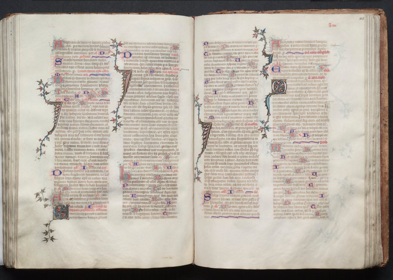 Mszał Gotha: Fol. 104v, Tekst, c. 1375. autorstwa Master of the Boqueteaux