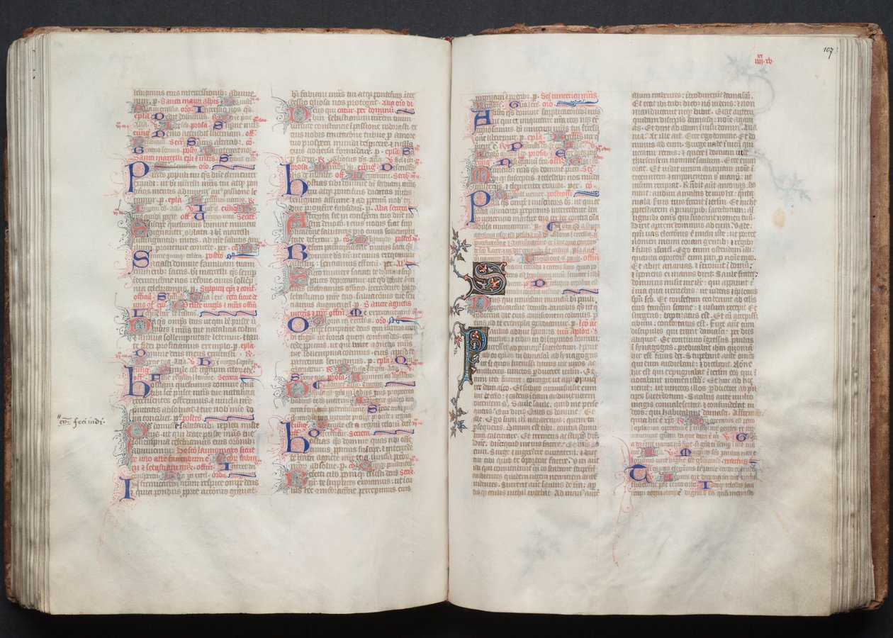 Mszał Gotha: Fol. 106v, Tekst, c. 1375. autorstwa Master of the Boqueteaux