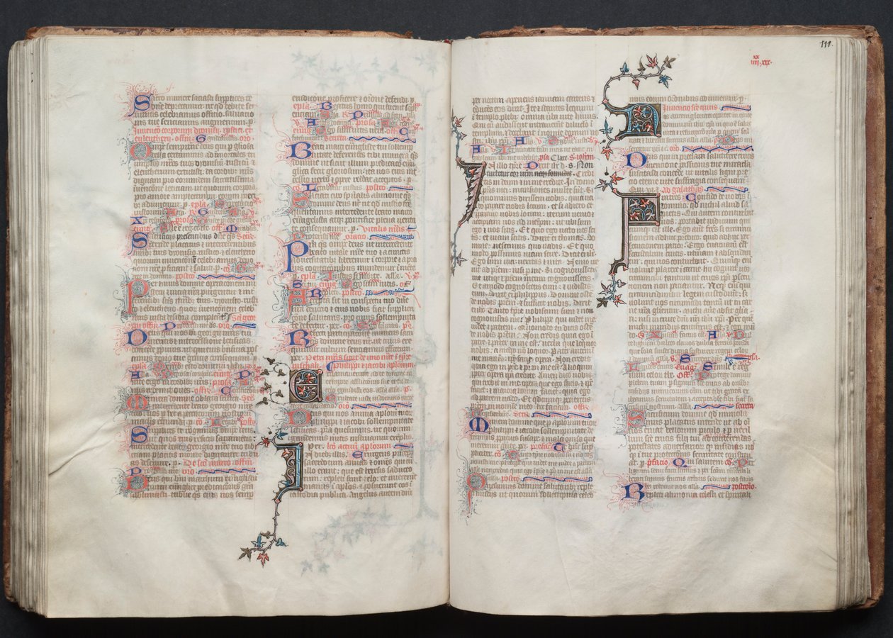Mszał Gotha: Fol. 111r, Tekst, c. 1375. autorstwa Master of the Boqueteaux