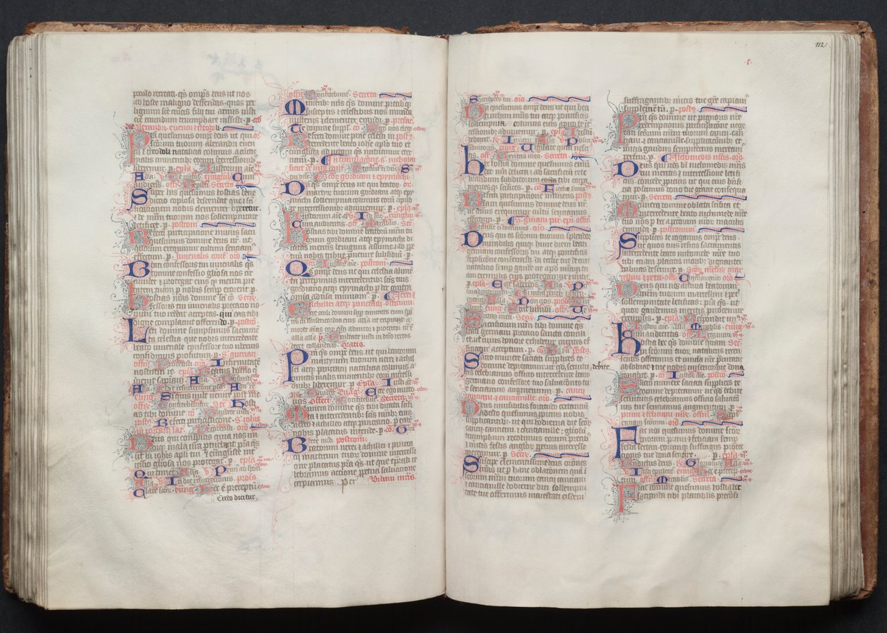 Mszał Gotha: Fol. 111v, Tekst, c. 1375. autorstwa Master of the Boqueteaux