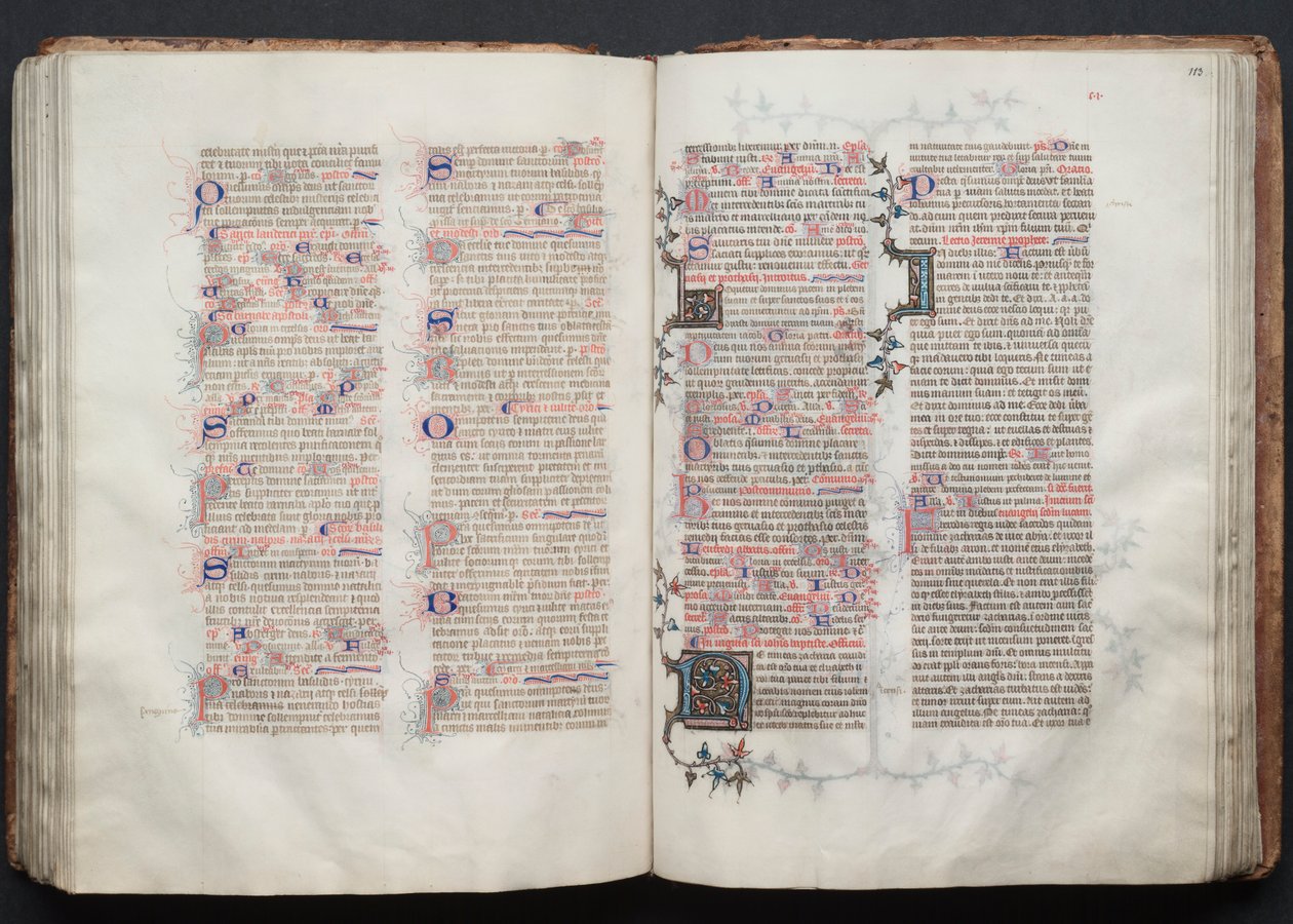 Mszał Gotha: Fol. 113r, Tekst, c. 1375. autorstwa Master of the Boqueteaux