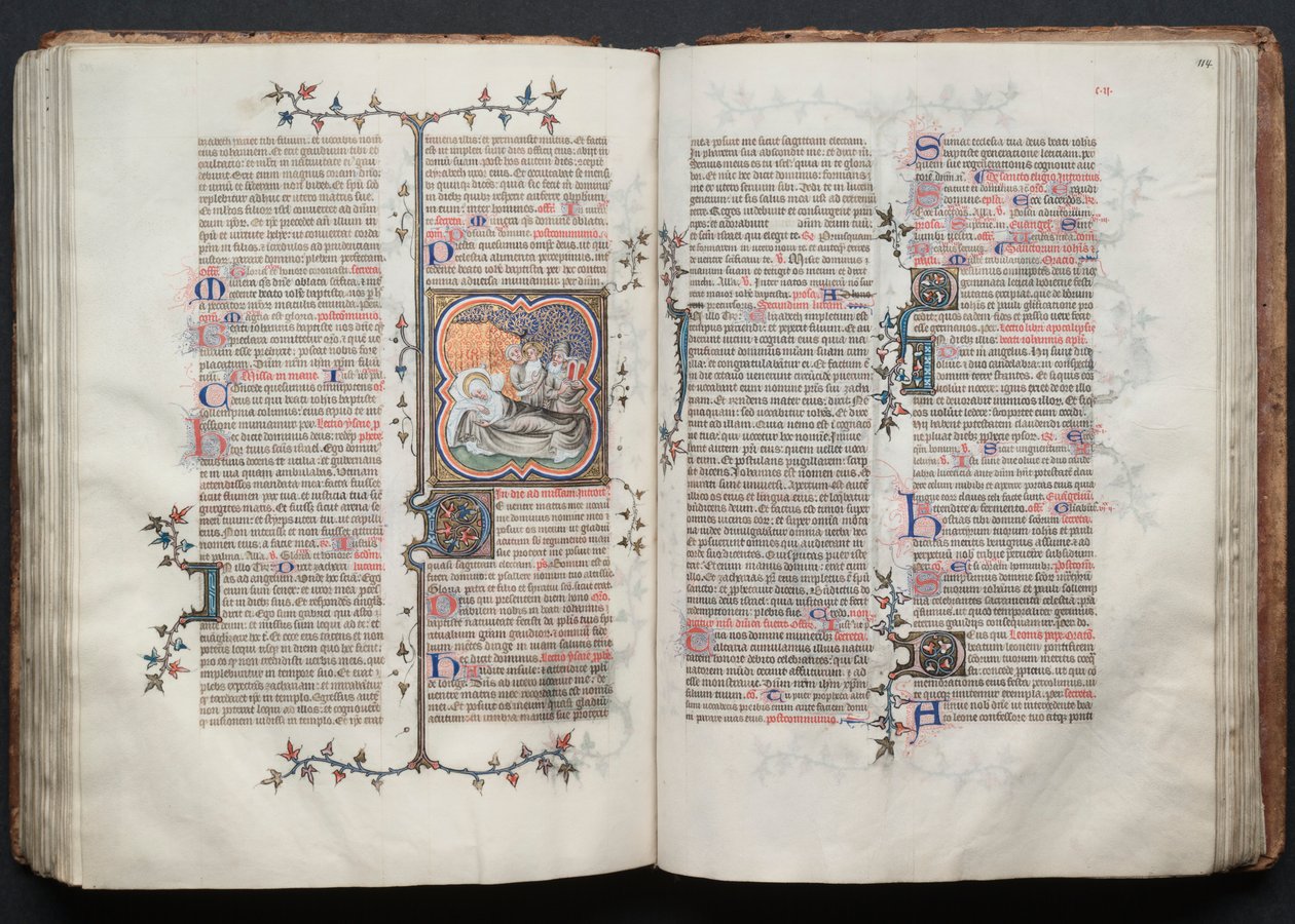 Mszał Gotha: Fol. 114r, Tekst, ok. n.e. 1375. autorstwa Master of the Boqueteaux