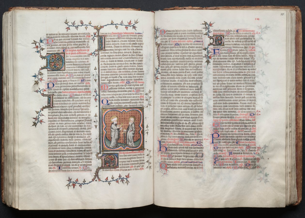 Mszał Gotha: Fol. 115r, Tekst, ok. n.e. 1375. autorstwa Master of the Boqueteaux