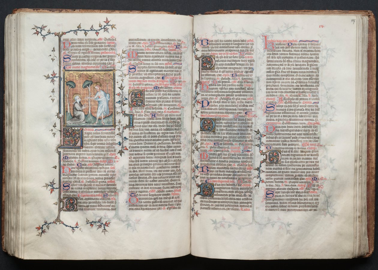 Mszał Gotha: Fol. 117r, Tekst, c. 1375. autorstwa Master of the Boqueteaux