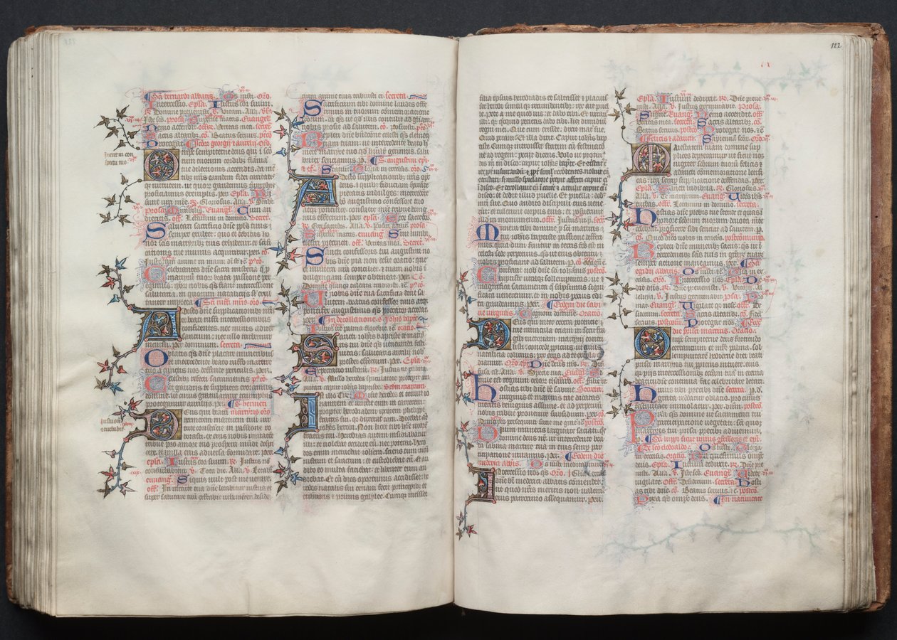 Mszał Gotha: Fol. 122r, Tekst, c. 1375. autorstwa Master of the Boqueteaux