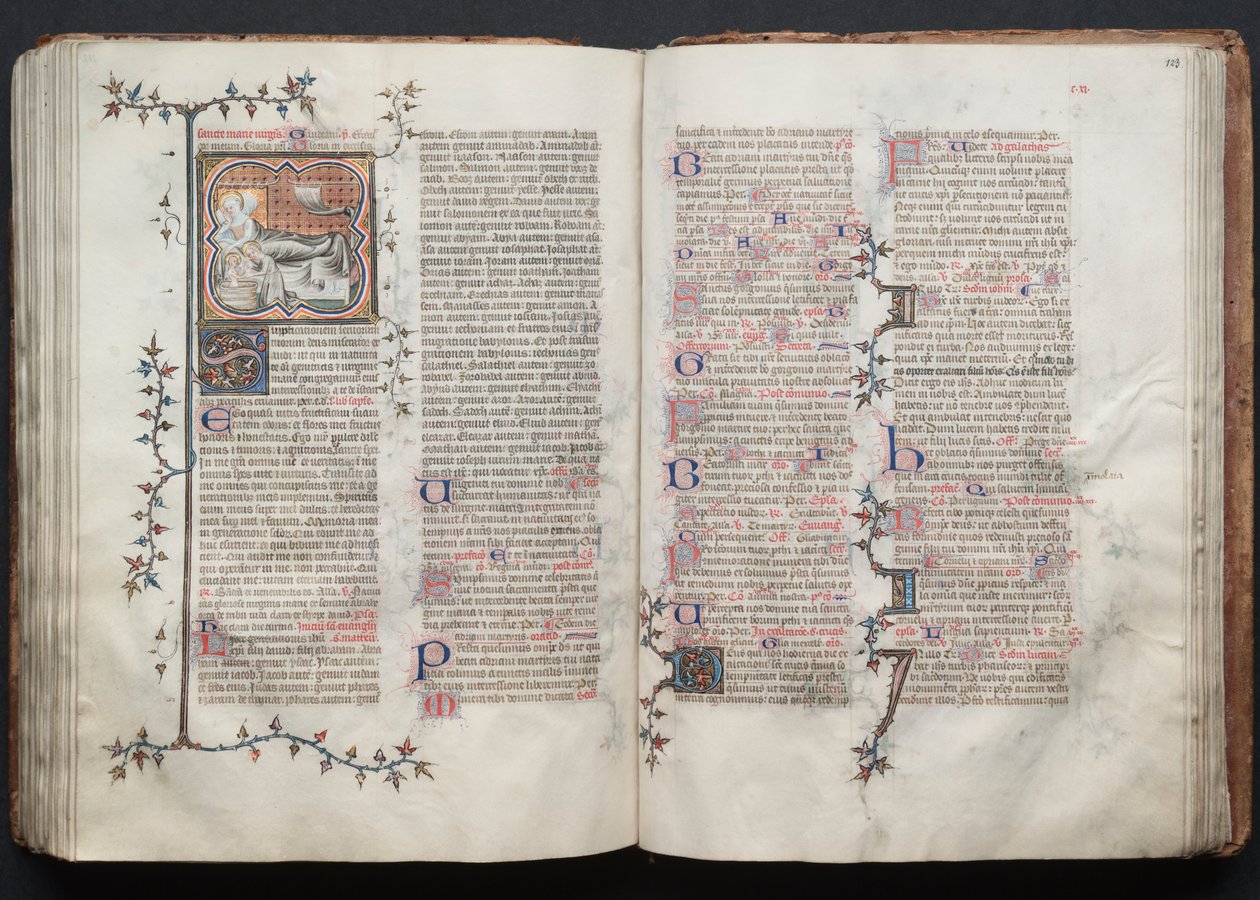 Mszał Gotha: Fol. 123r, Tekst, c. 1375. autorstwa Master of the Boqueteaux