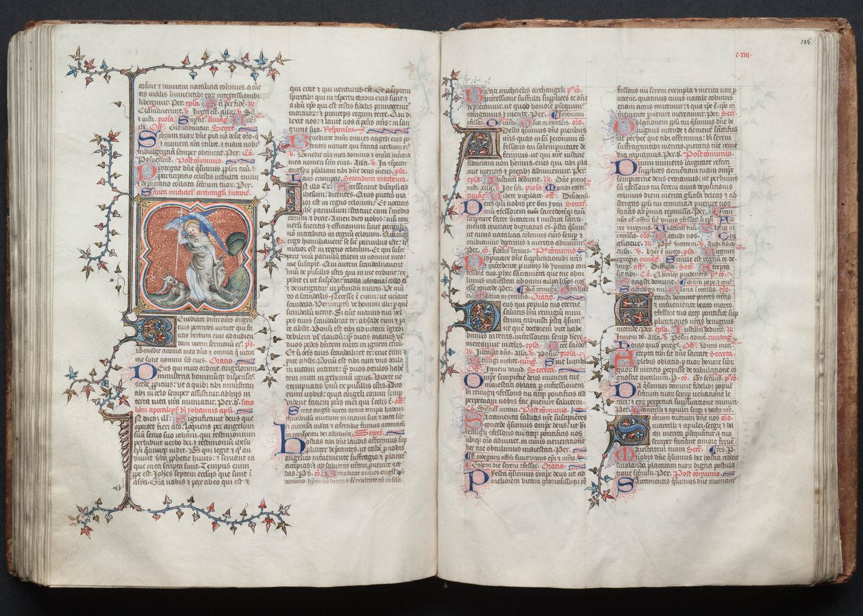 Mszał Gotha: Fol. 125r, Tekst, c. 1375. autorstwa Master of the Boqueteaux