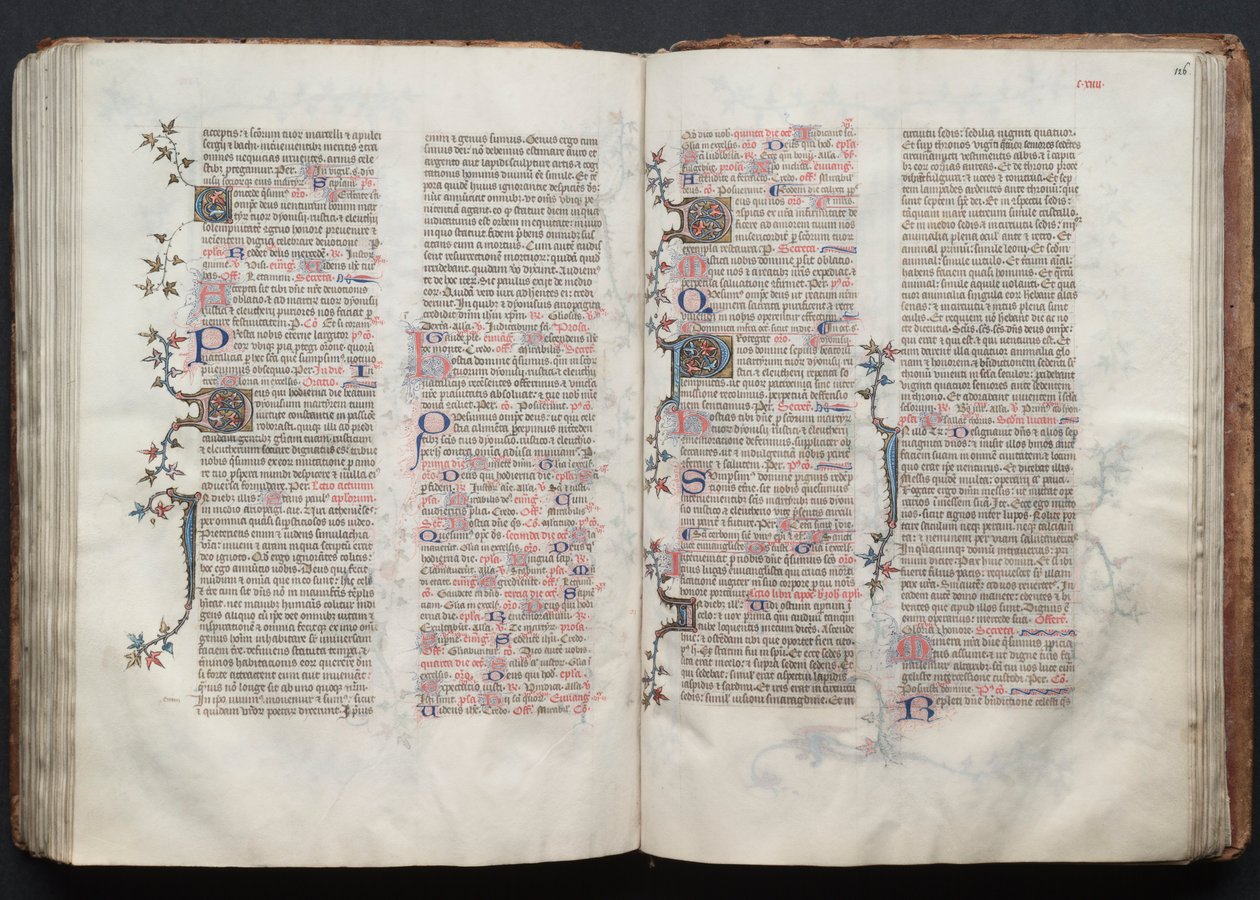 Mszał Gotha: Fol. 125v, tekst, ok. 1375. autorstwa Master of the Boqueteaux