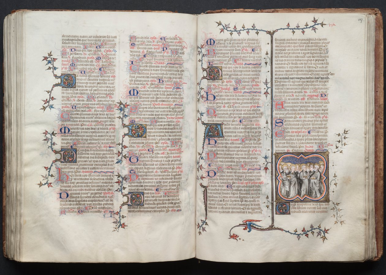 Mszał Gotha: Fol. 126v, Tekst, c. 1375. autorstwa Master of the Boqueteaux