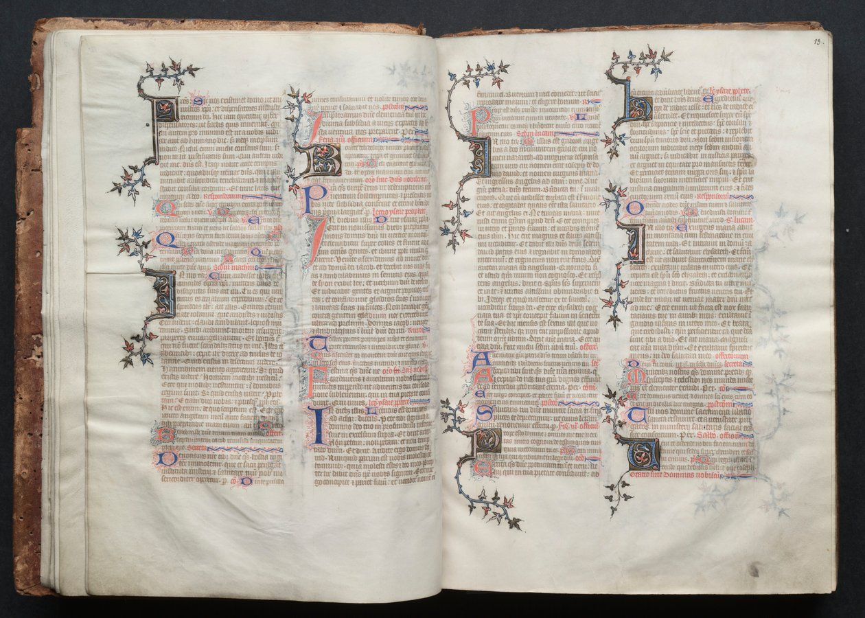 Mszał Gotha: Fol. 12v, tekst, ok. 1375. autorstwa Master of the Boqueteaux