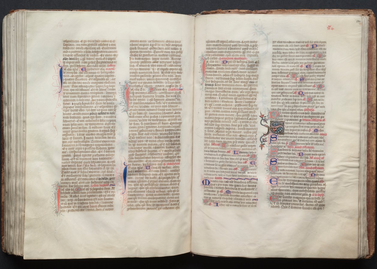 Mszał Gotha: Fol. 133v, Tekst, c. 1375. autorstwa Master of the Boqueteaux