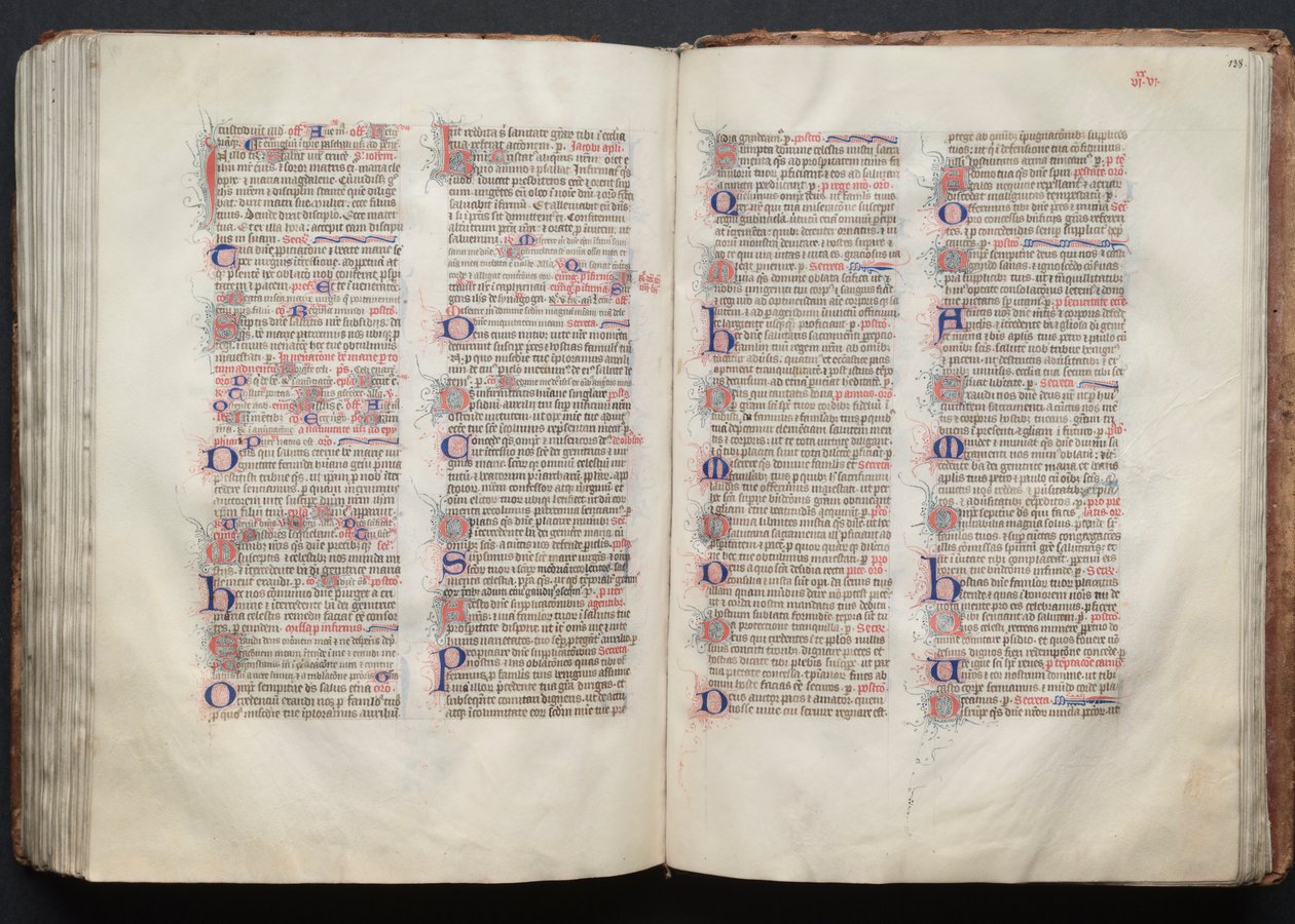 Mszał Gotha: Fol. 137v, Tekst, c. 1375. autorstwa Master of the Boqueteaux