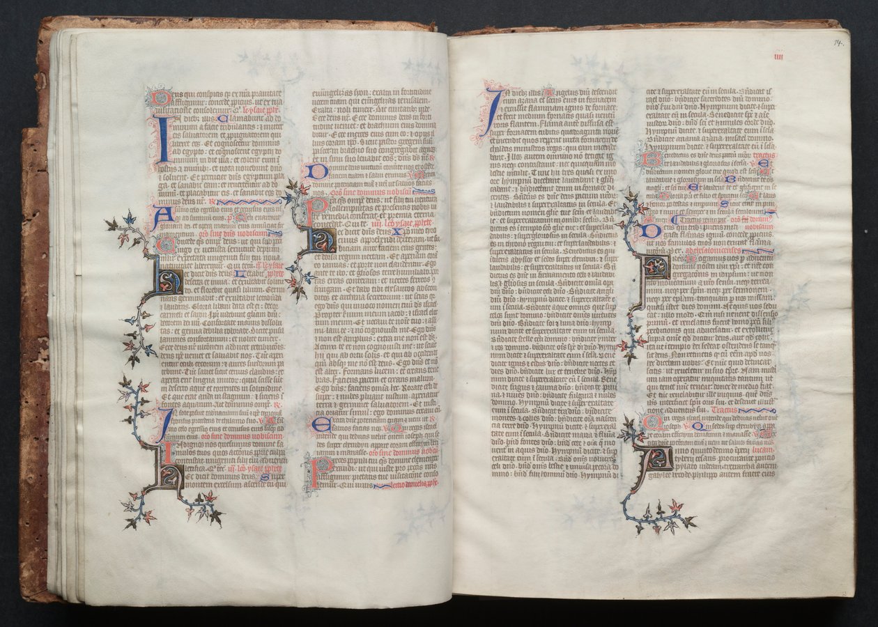 Mszał Gotha: Fol. 13v, tekst , c. 1375. autorstwa Master of the Boqueteaux