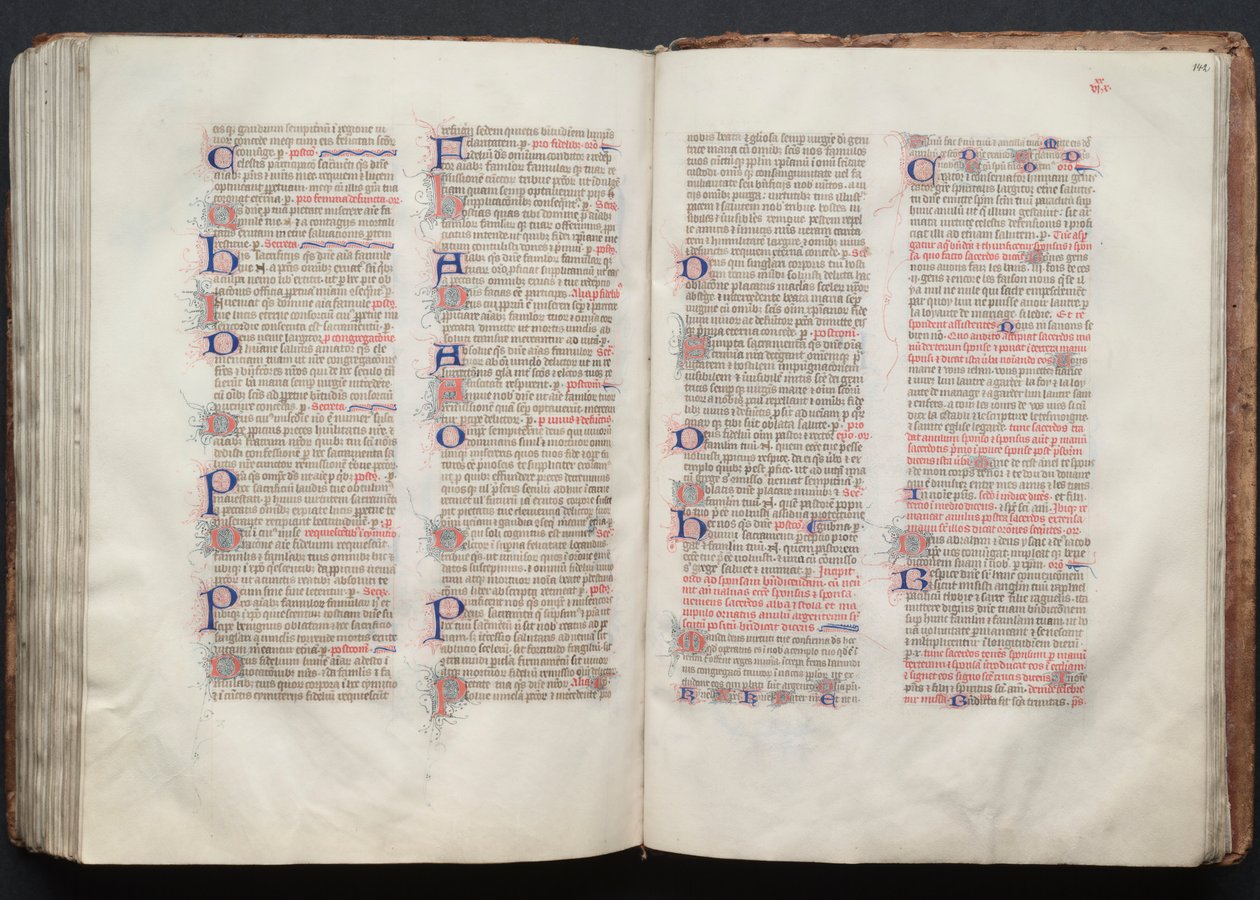 Mszał Gotha: Fol. 141v, Tekst, c. 1375. autorstwa Master of the Boqueteaux