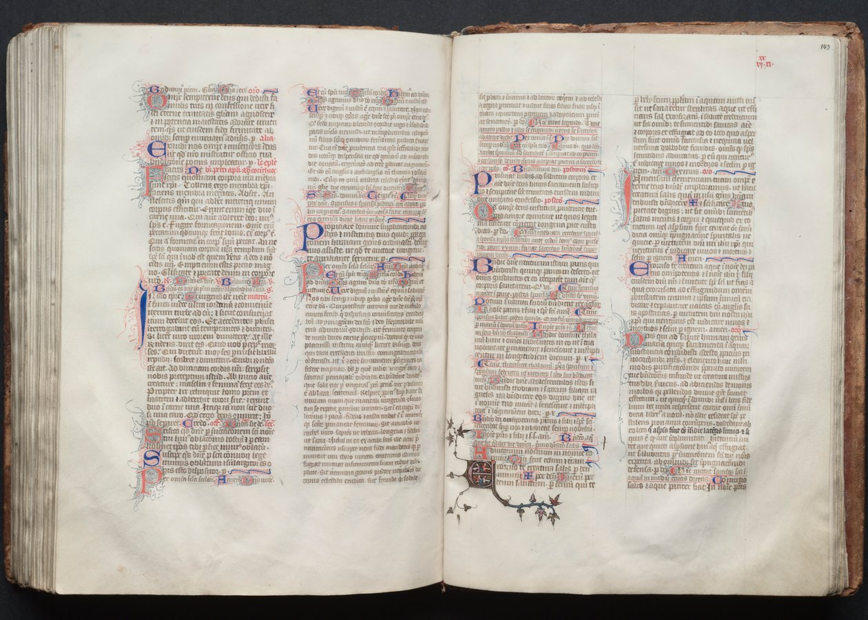 Mszał Gotha: Fol. 143r, Tekst, c. 1375. autorstwa Master of the Boqueteaux