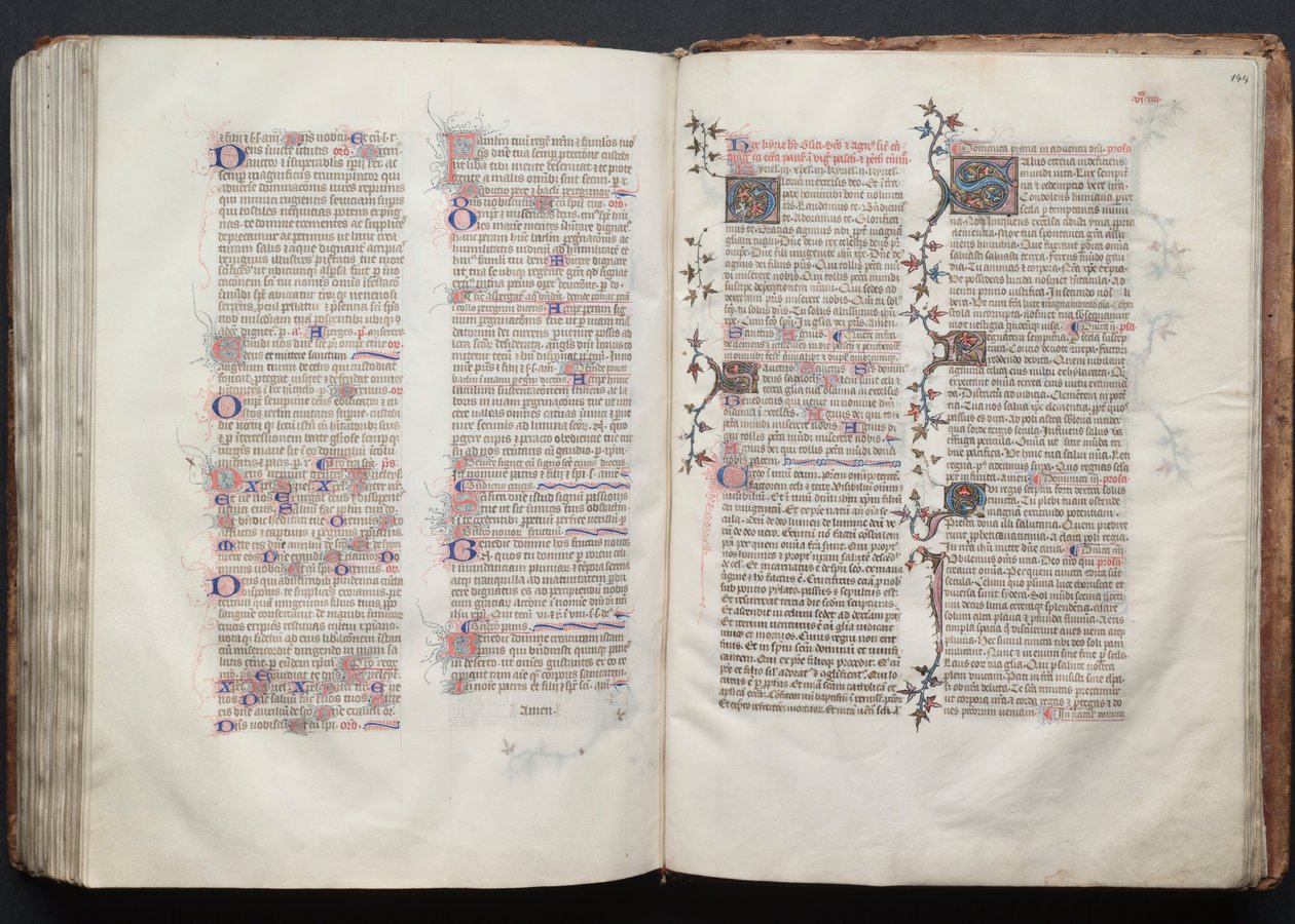 Mszał Gotha: Fol. 144r, Tekst, ok. n.e. 1375. autorstwa Master of the Boqueteaux