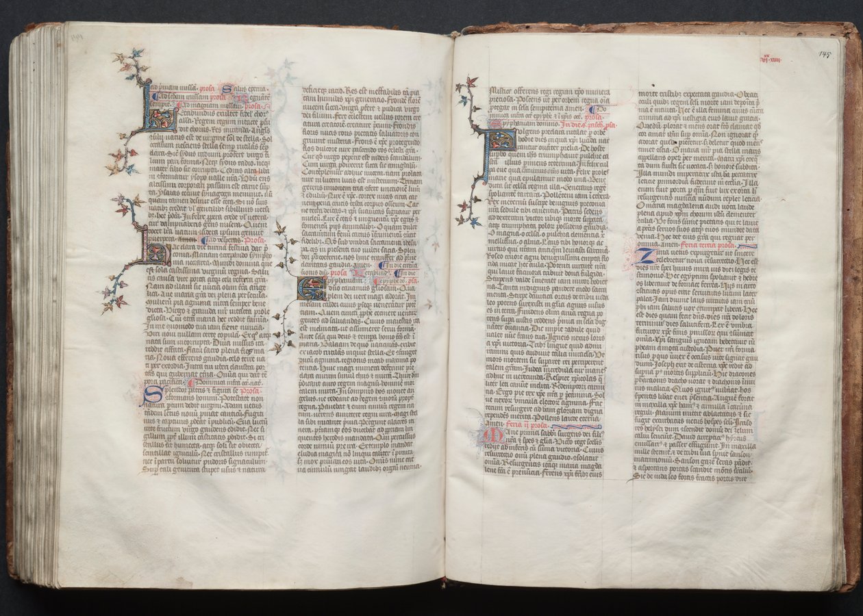 Mszał Gotha: Fol. 145r, Tekst, ok. n.e. 1375. autorstwa Master of the Boqueteaux
