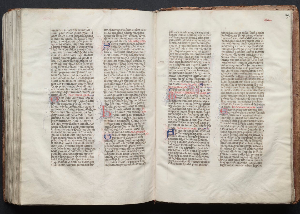 Mszał Gotha: Fol. 149r, Tekst, ok. n.e. 1375. autorstwa Master of the Boqueteaux