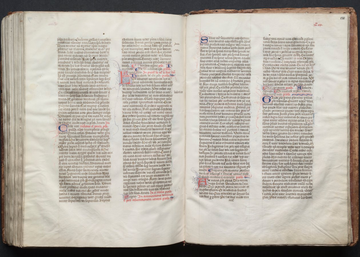 Mszał Gotha: Fol. 150r, Tekst, ok. 1375. autorstwa Master of the Boqueteaux