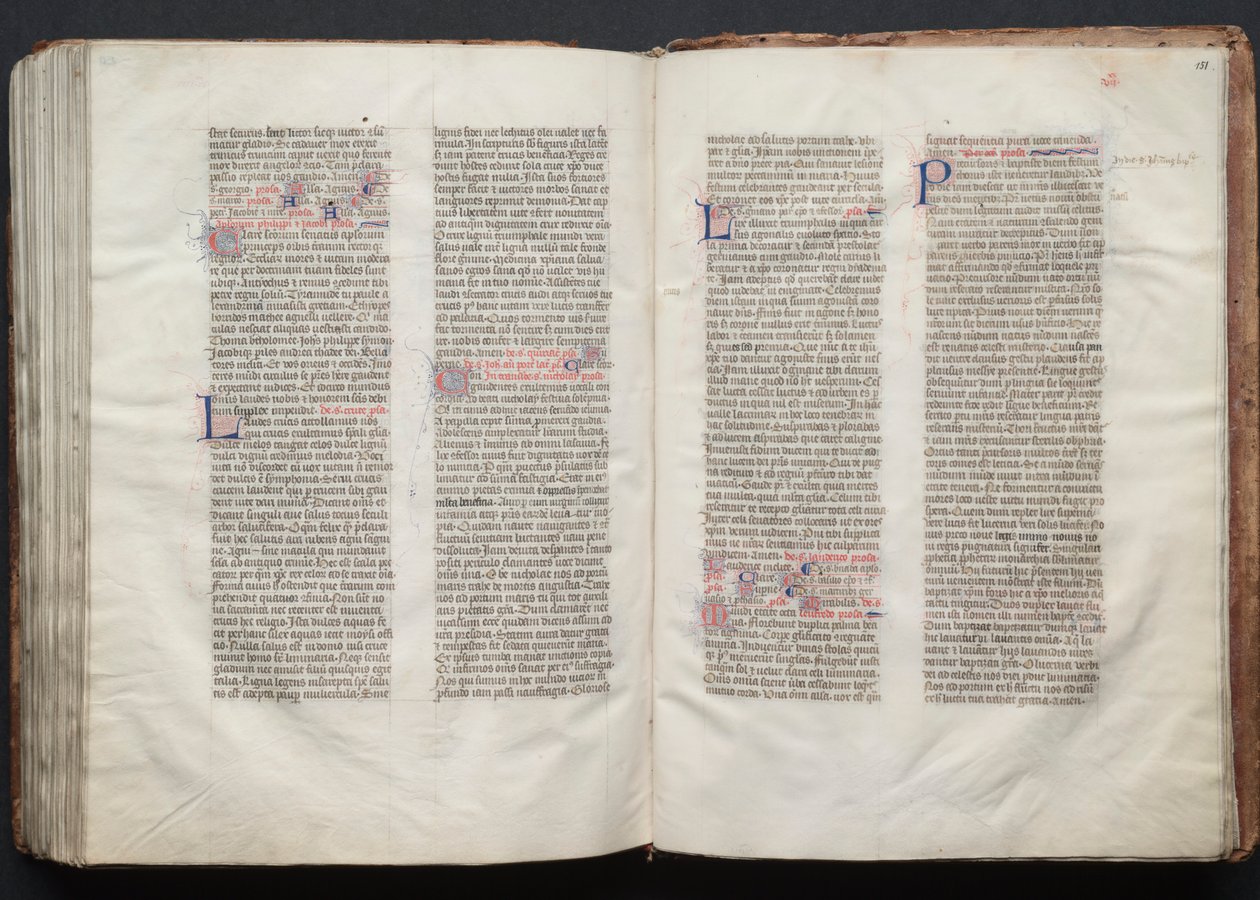 Mszał Gotha: Fol. 151r, Tekst, c. 1375. autorstwa Master of the Boqueteaux