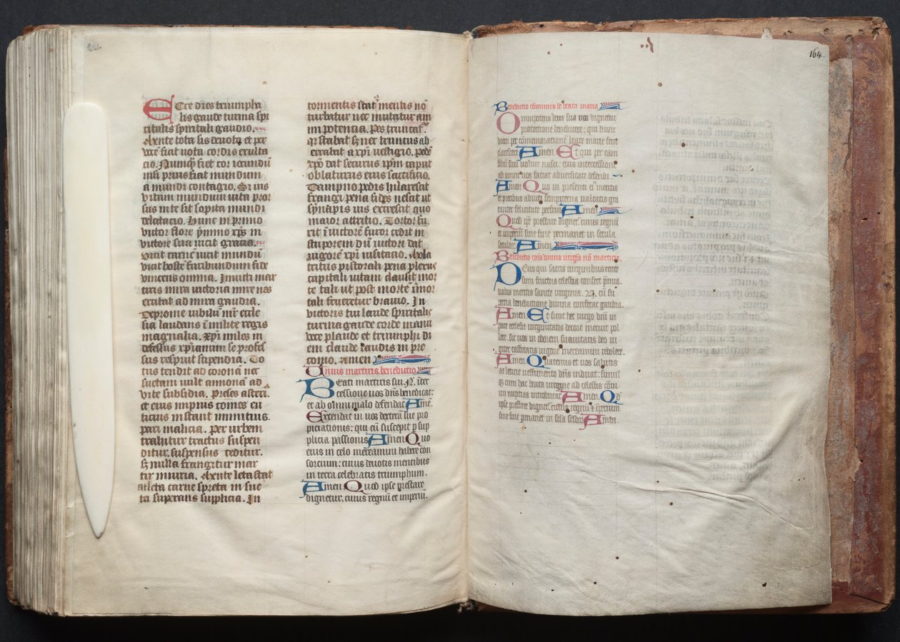 Mszał Gotha: Fol. 163v, Tekst, c. 1375. autorstwa Master of the Boqueteaux