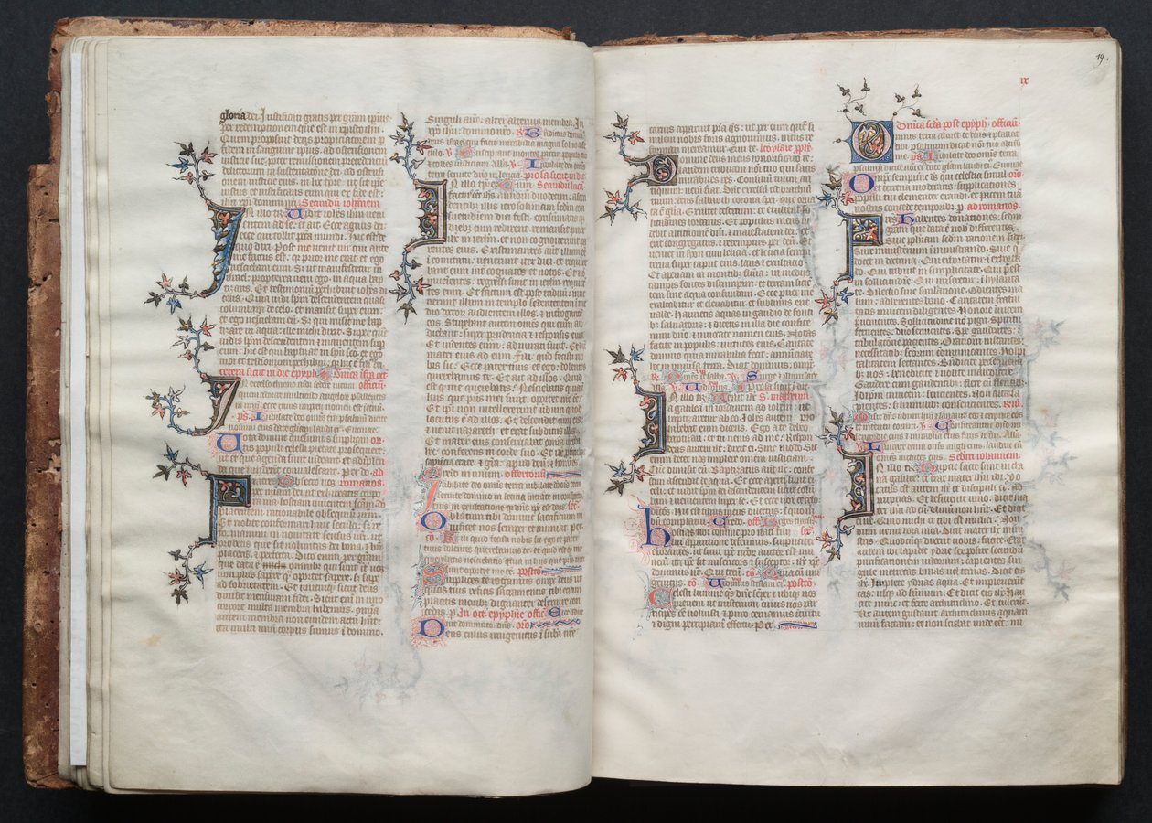 Mszał Gotha: Fol. 19r, Tekst, c. 1375. autorstwa Master of the Boqueteaux