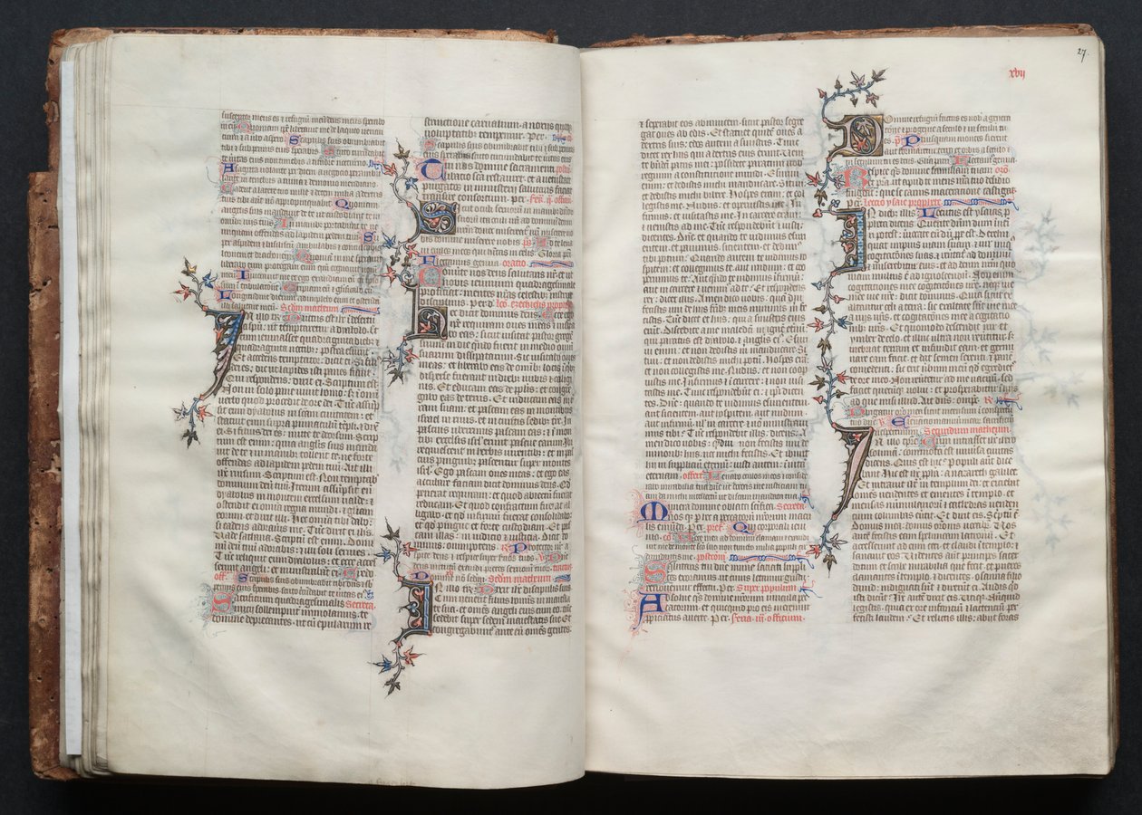 Mszał Gotha: Fol. 26v, Tekst, c. 1375. autorstwa Master of the Boqueteaux