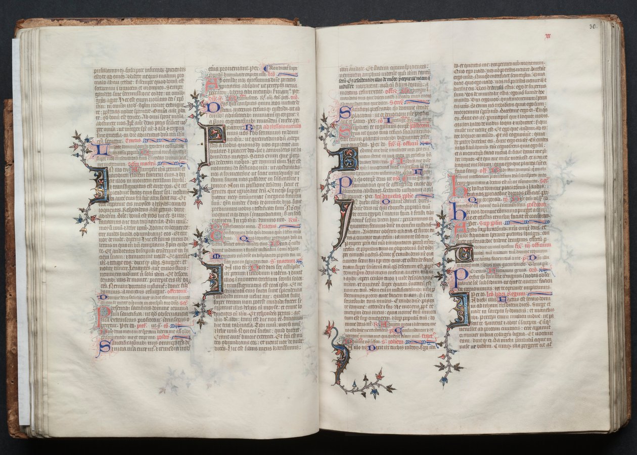Mszał Gotha: Fol. 29v, Tekst, c. 1375. autorstwa Master of the Boqueteaux