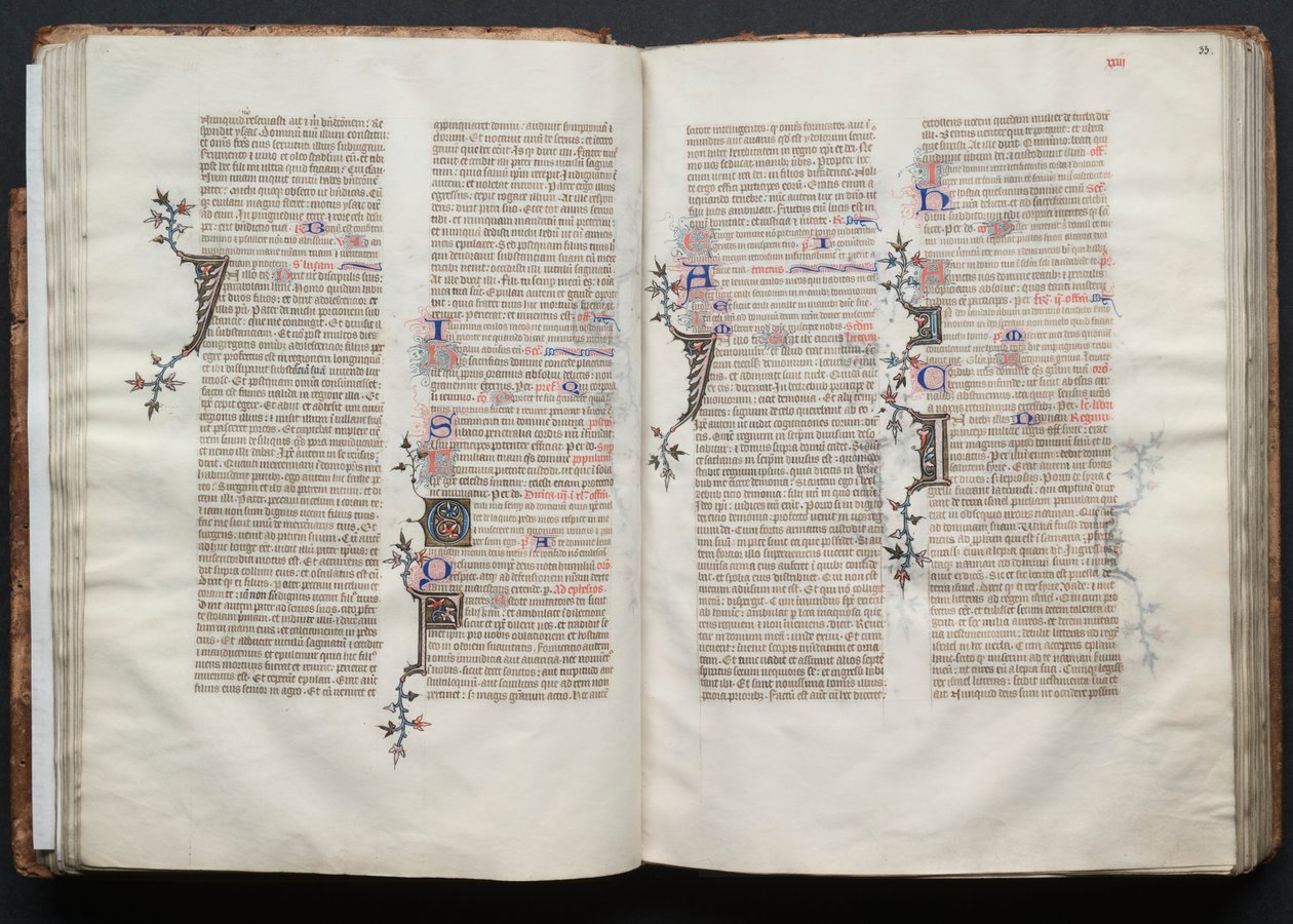 Mszał Gotha: Fol. 33r, Tekst, c. 1375. autorstwa Master of the Boqueteaux