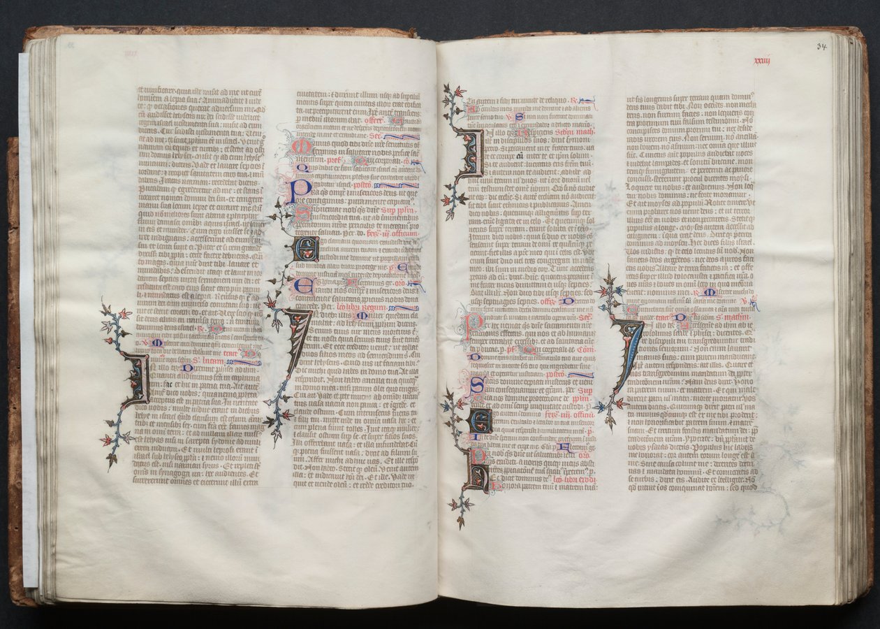 Mszał Gotha: Fol. 34r, Tekst, c. 1375. autorstwa Master of the Boqueteaux
