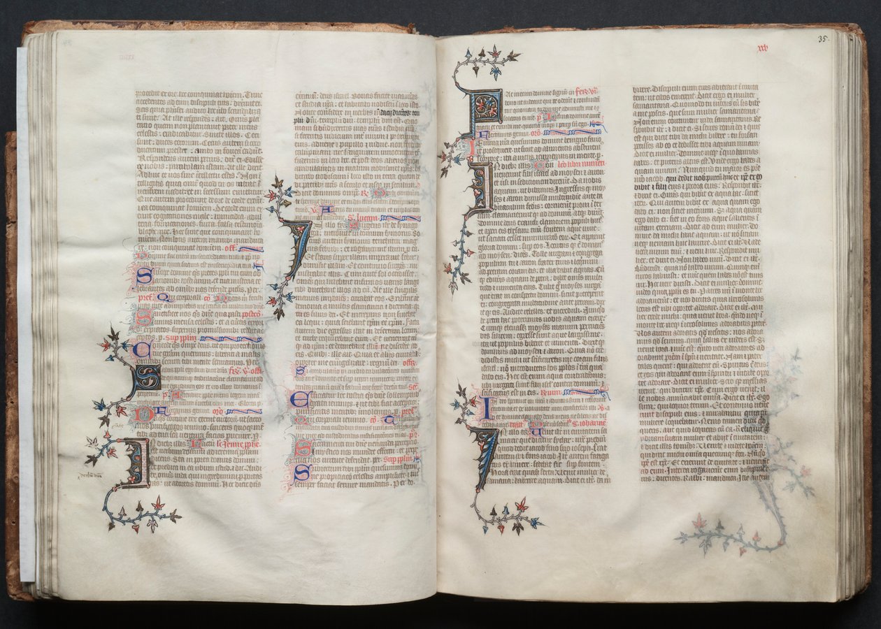 Mszał Gotha: Fol. 34v, Tekst, c. 1375. autorstwa Master of the Boqueteaux