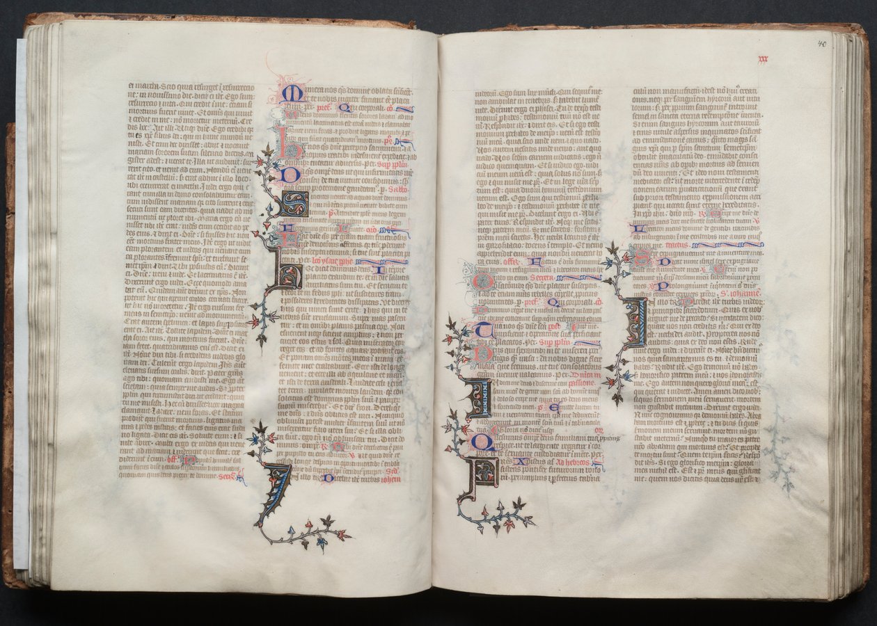 Mszał Gotha: Fol. 40r, Tekst, c. 1375. autorstwa Master of the Boqueteaux