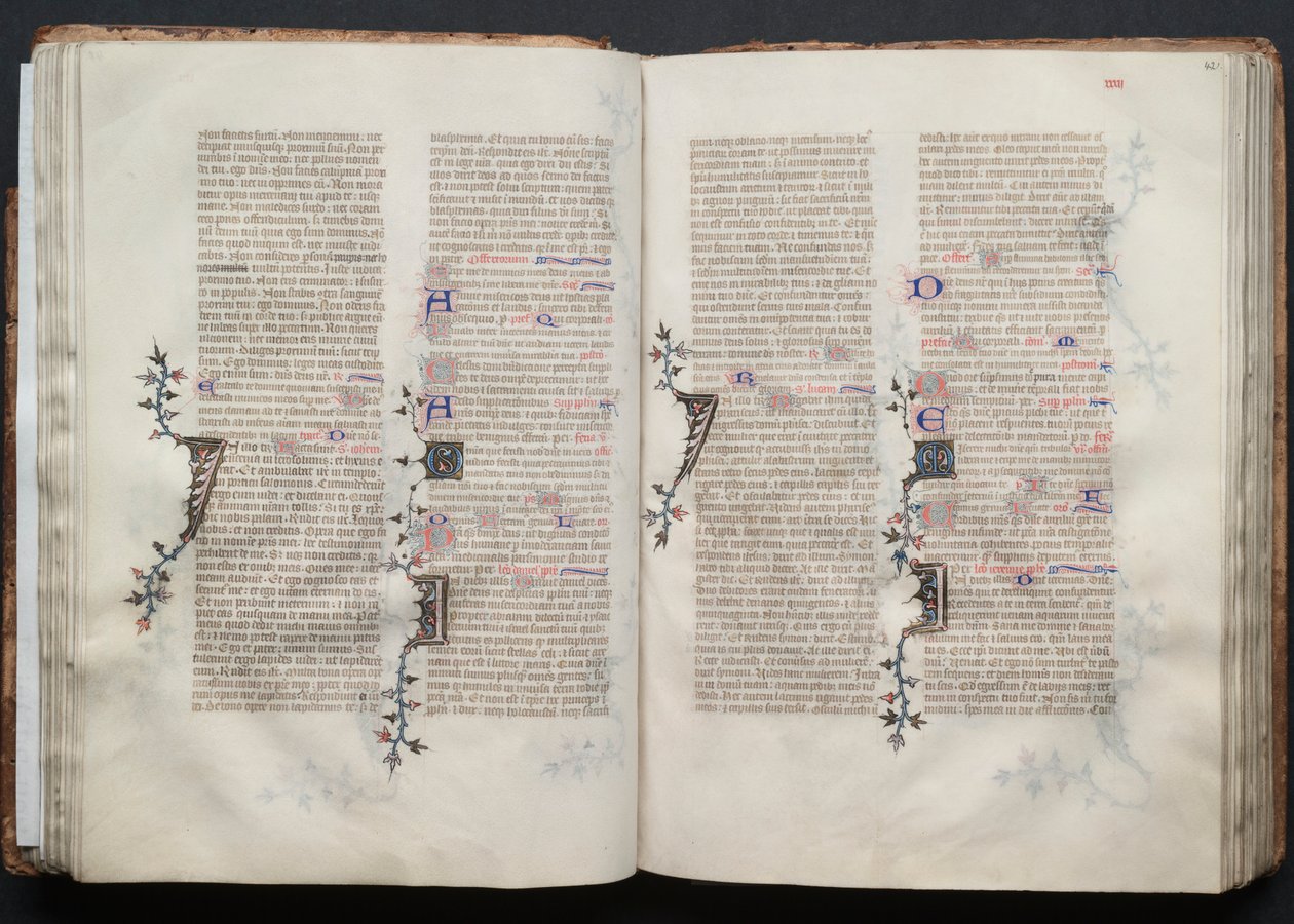 Mszał Gotha: Fol. 42r, Tekst, c. 1375. autorstwa Master of the Boqueteaux