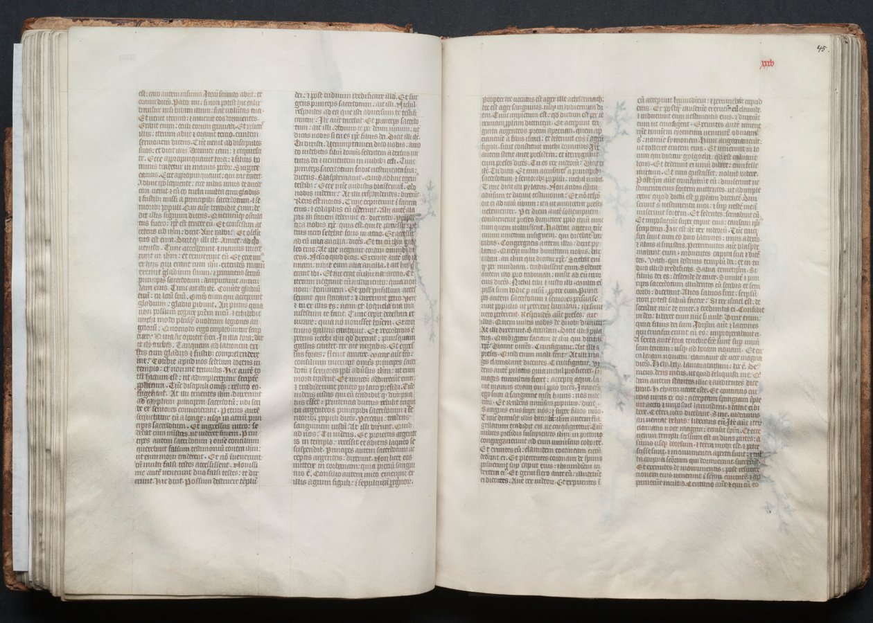 Mszał Gotha: Fol. 45r, Tekst, c. 1375. autorstwa Master of the Boqueteaux