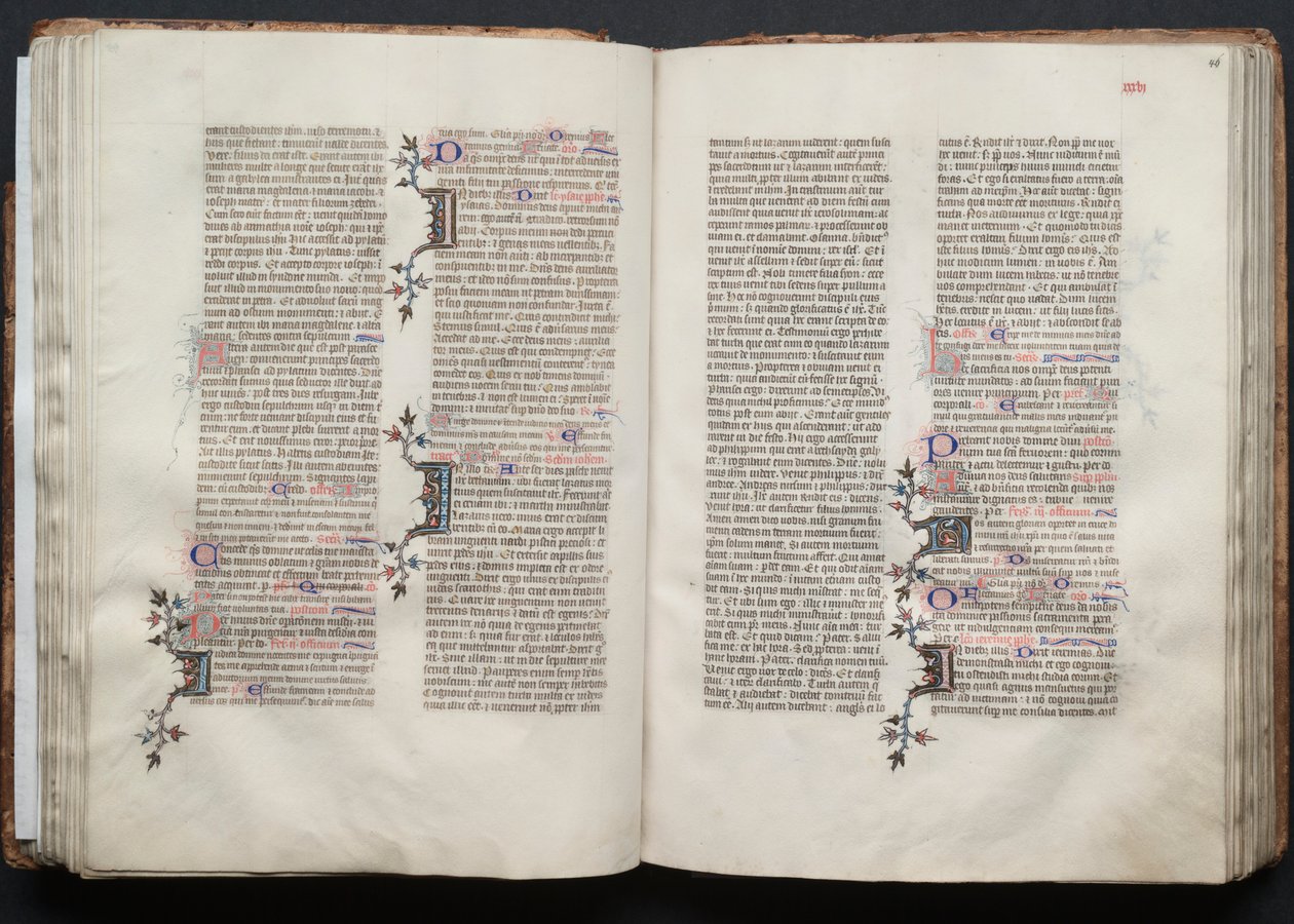 Mszał Gotha: Fol. 45v, tekst, ok. 1375. autorstwa Master of the Boqueteaux