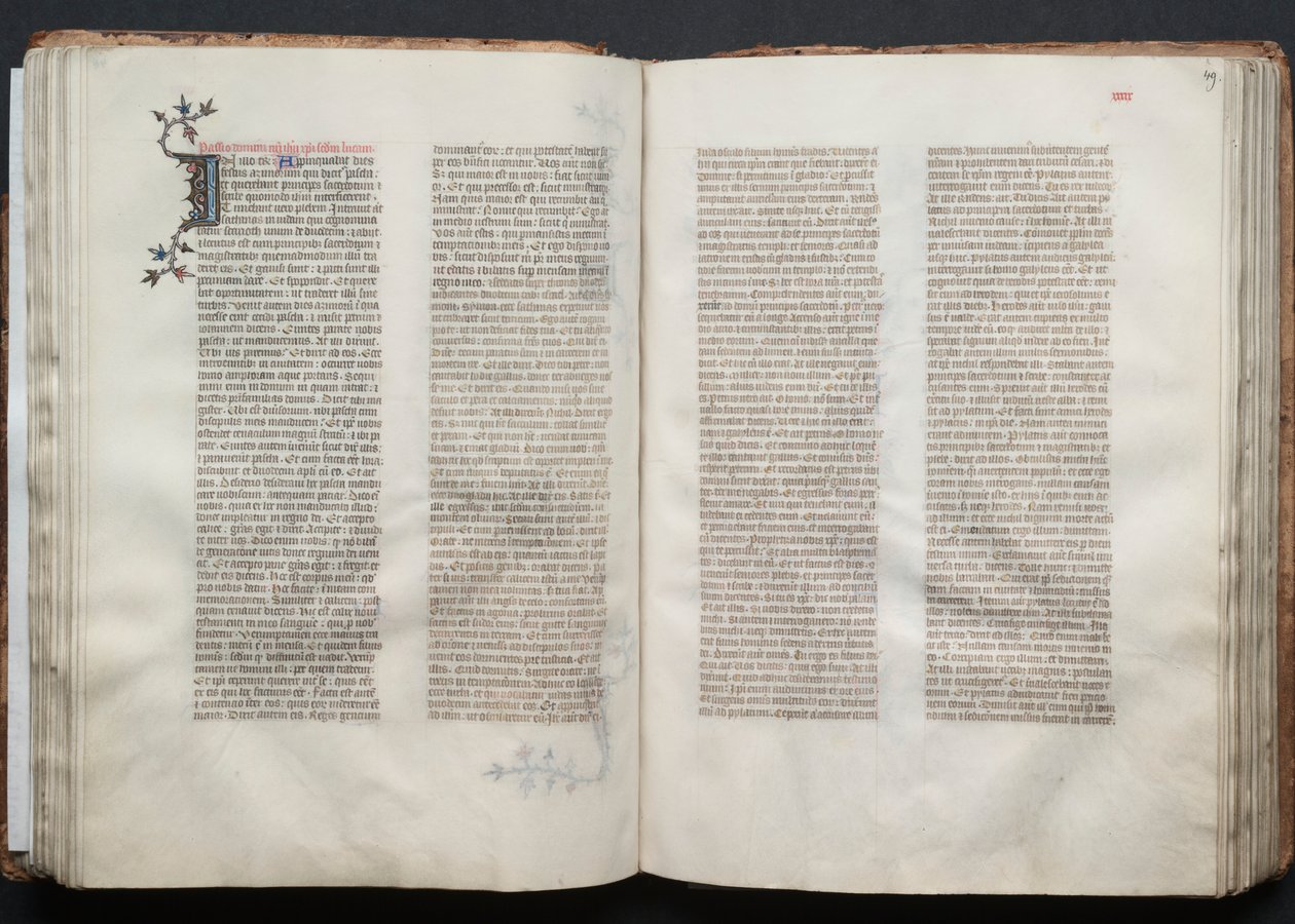Mszał Gotha: Fol. 49r, Tekst, c. 1375. autorstwa Master of the Boqueteaux