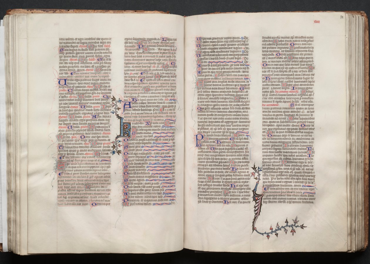 Mszał Gotha: Fol. 53v, Tekst, c. 1375. autorstwa Master of the Boqueteaux