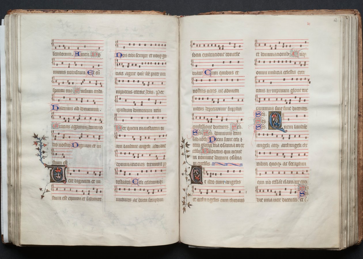 Mszał Gotha: Fol. 61v, Tekst, c. 1375. autorstwa Master of the Boqueteaux