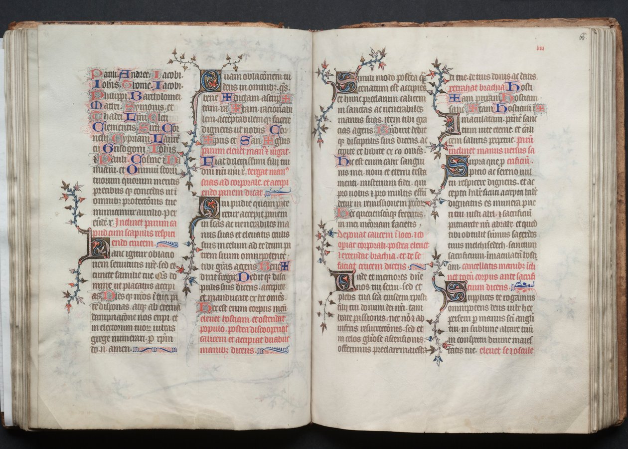 Mszał Gotha: Fol. 65v, Tekst, c. 1375. autorstwa Master of the Boqueteaux
