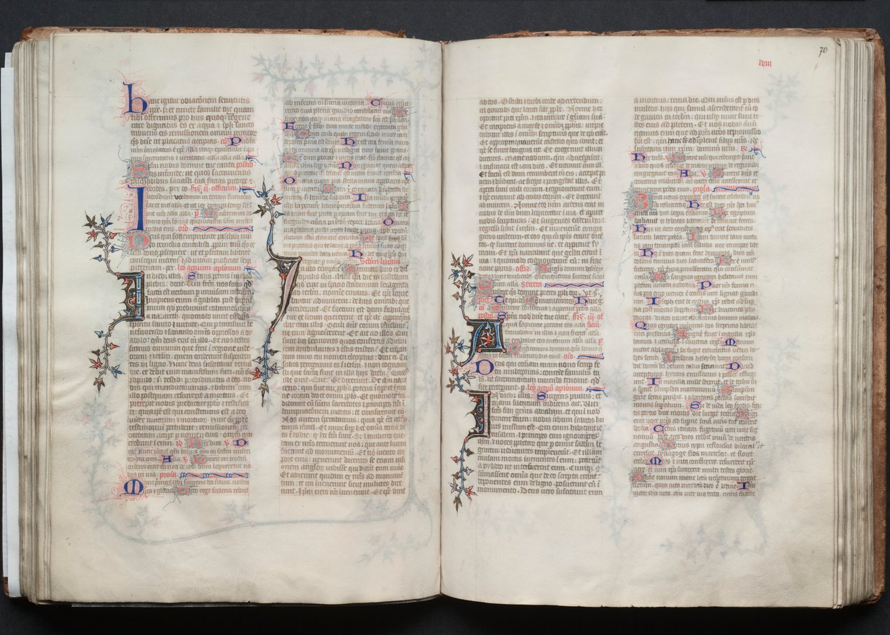 Mszał Gotha: Fol. 70r, Tekst, c. 1375. autorstwa Master of the Boqueteaux