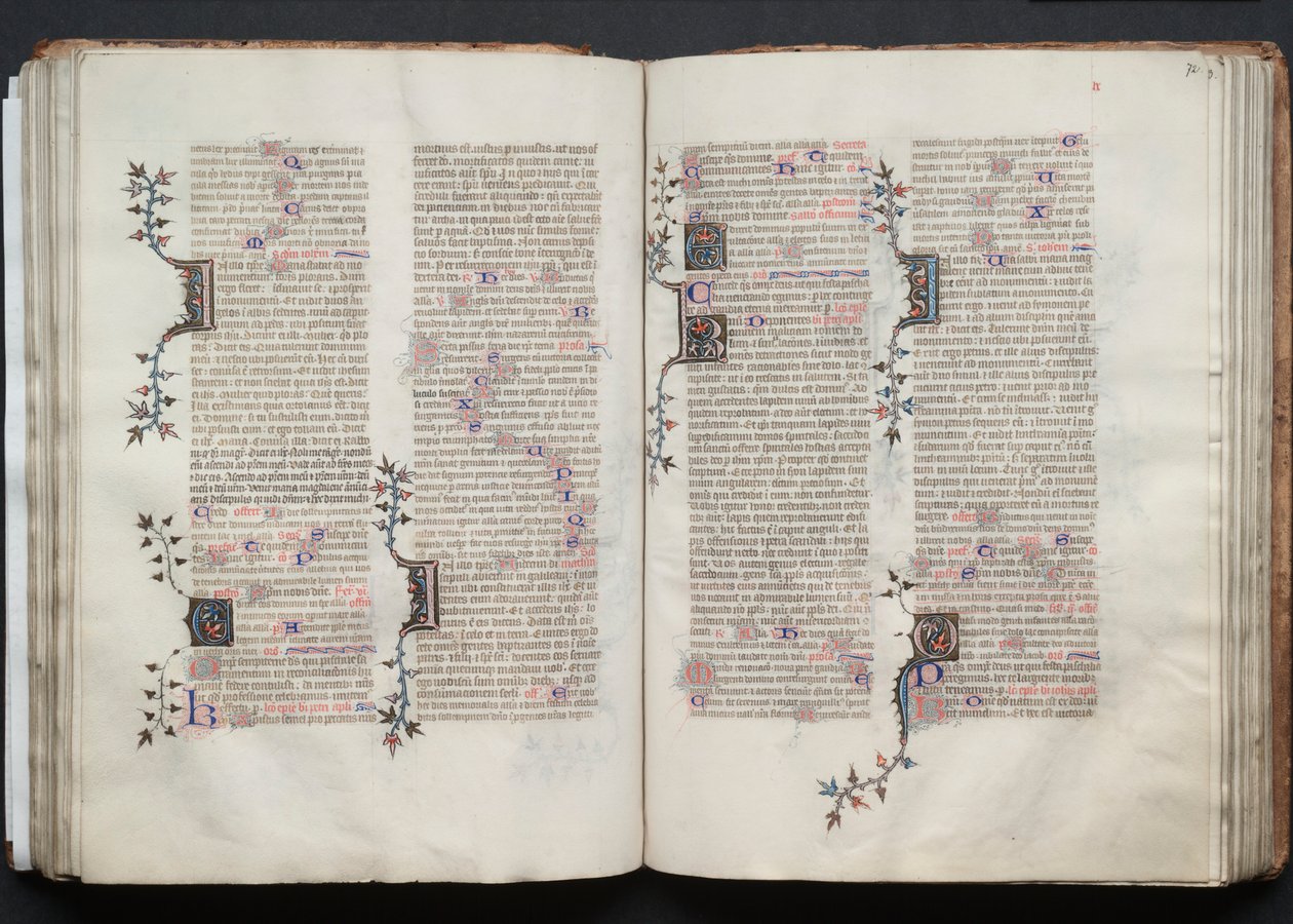 Mszał Gotha: Fol. 72r, Tekst, c. 1375. autorstwa Master of the Boqueteaux