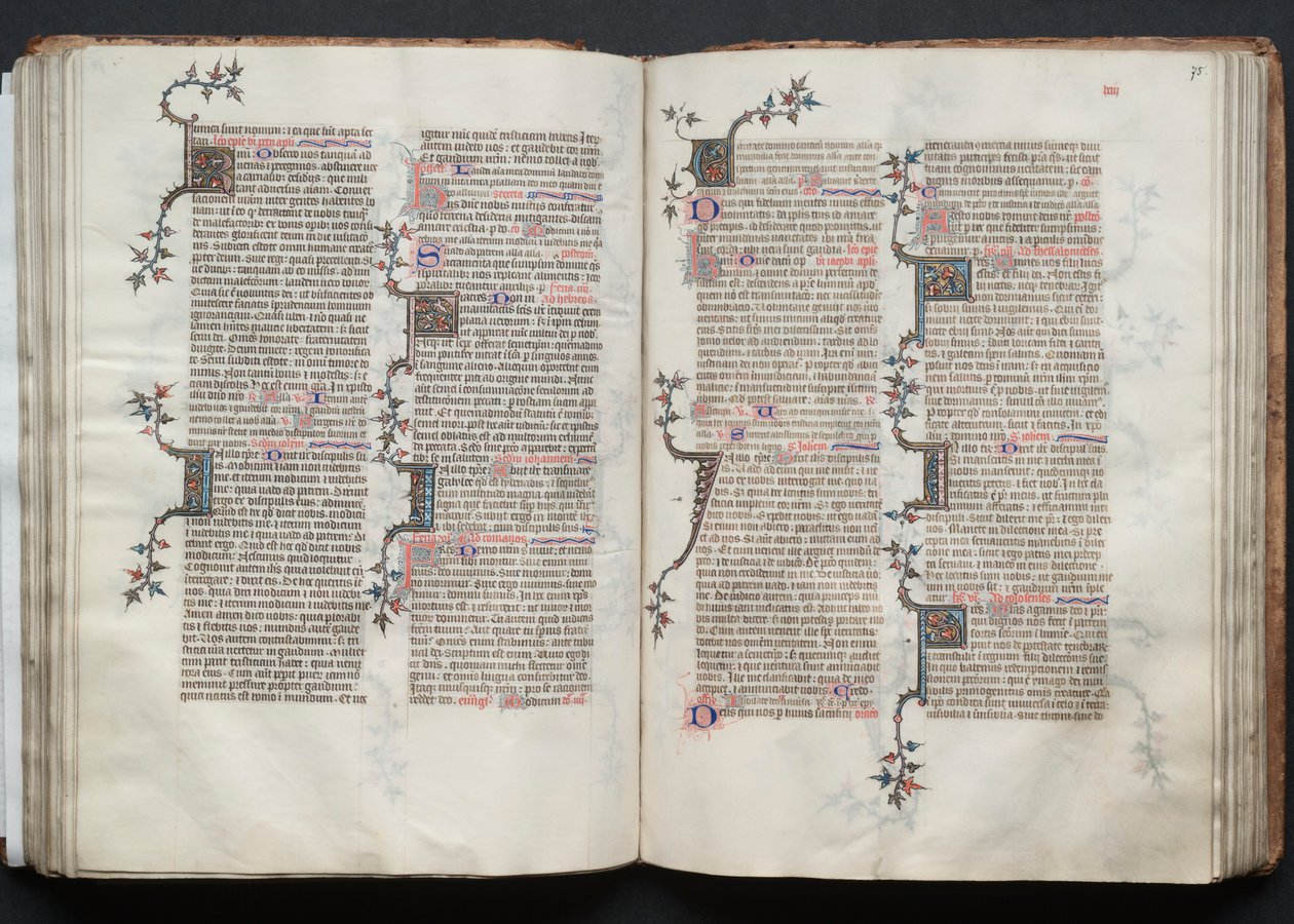 Mszał Gotha: Fol. 74v, Tekst, c. 1375. autorstwa Master of the Boqueteaux