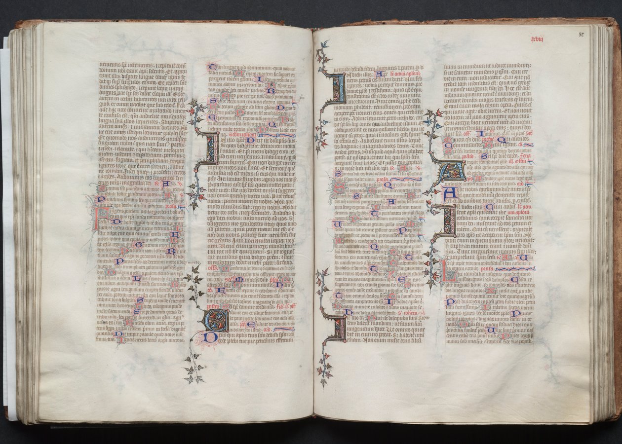 Mszał Gotha: Fol. 79v, Tekst, c. 1375. autorstwa Master of the Boqueteaux